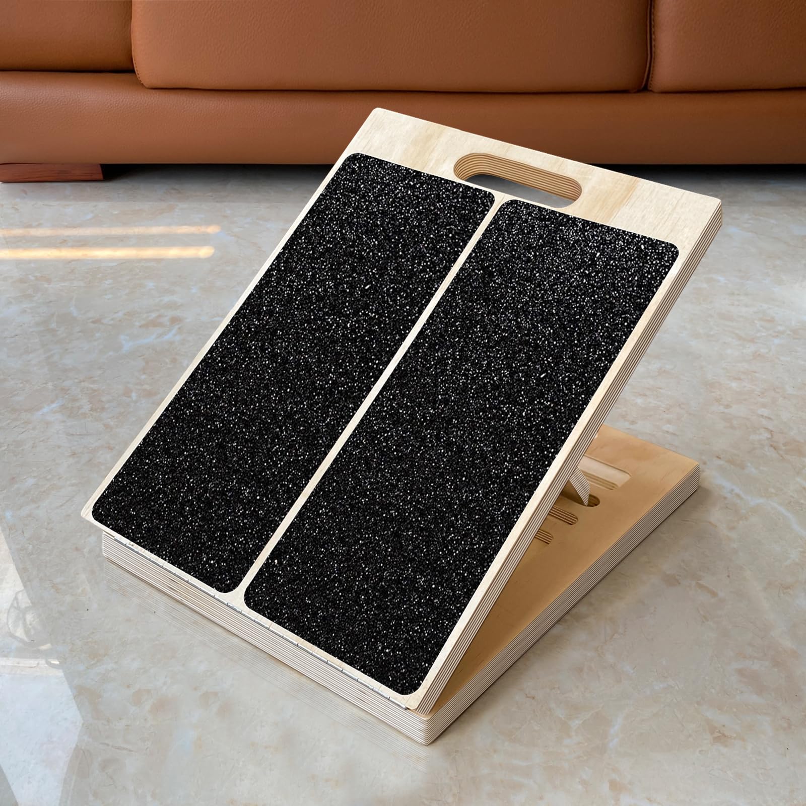 Adjustable Foot Incline Wooden Slant Board for Calf Stretching,440lb Capacity, Balance Velour Stretcher Ankle Stretch Knee Leg Boards Squats Wedge