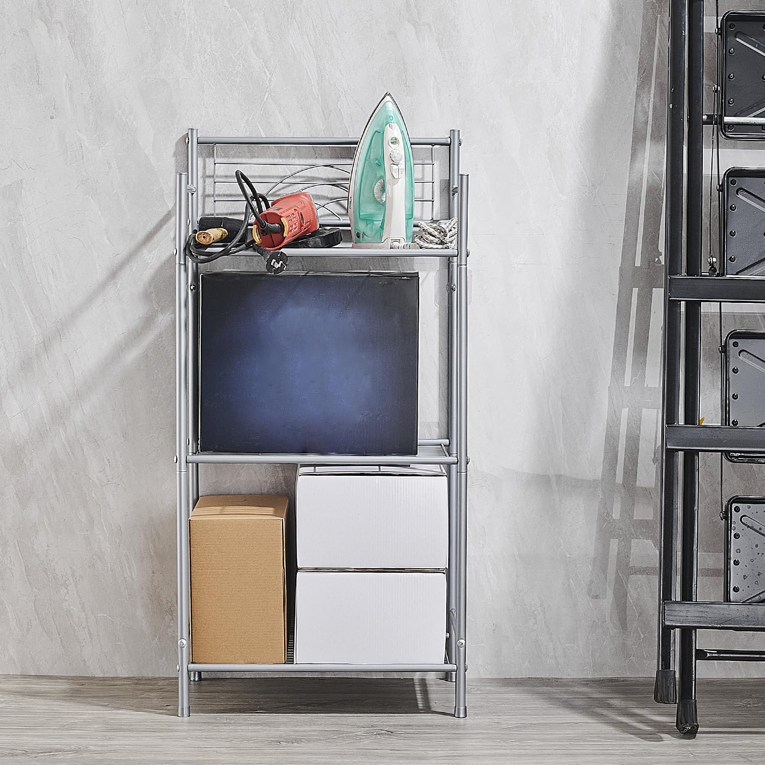 Scaffale, bagno, mobile da cucina, mobile, su ruote, 3 livelli, ganci