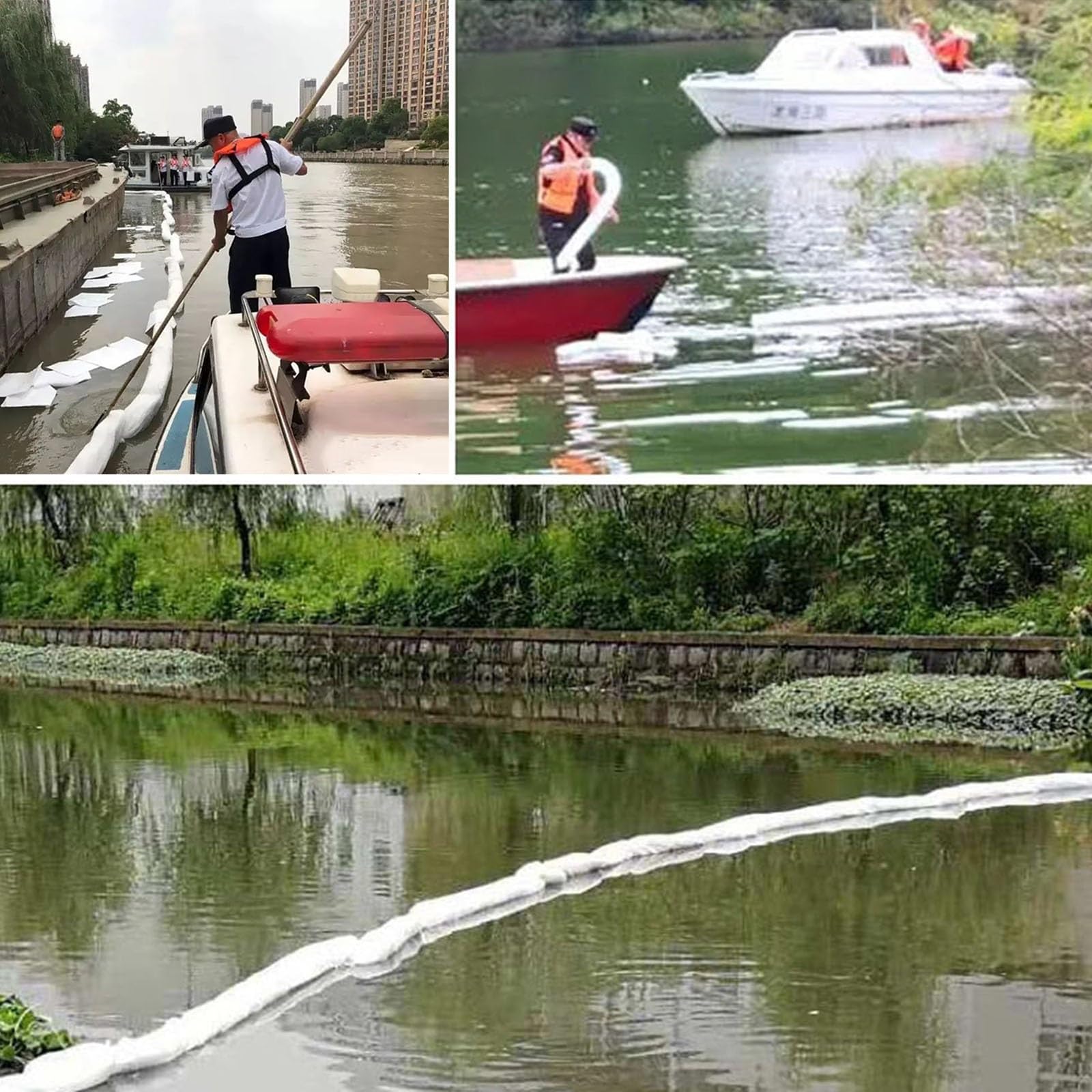 Boom assorbente solo olio, barriera di controllo delle fuoriuscite per uso marino e industriale, fibra PP per un rapido assorbimento dell'olio, grande capacità di 10 m, ideale per la risposta alle
