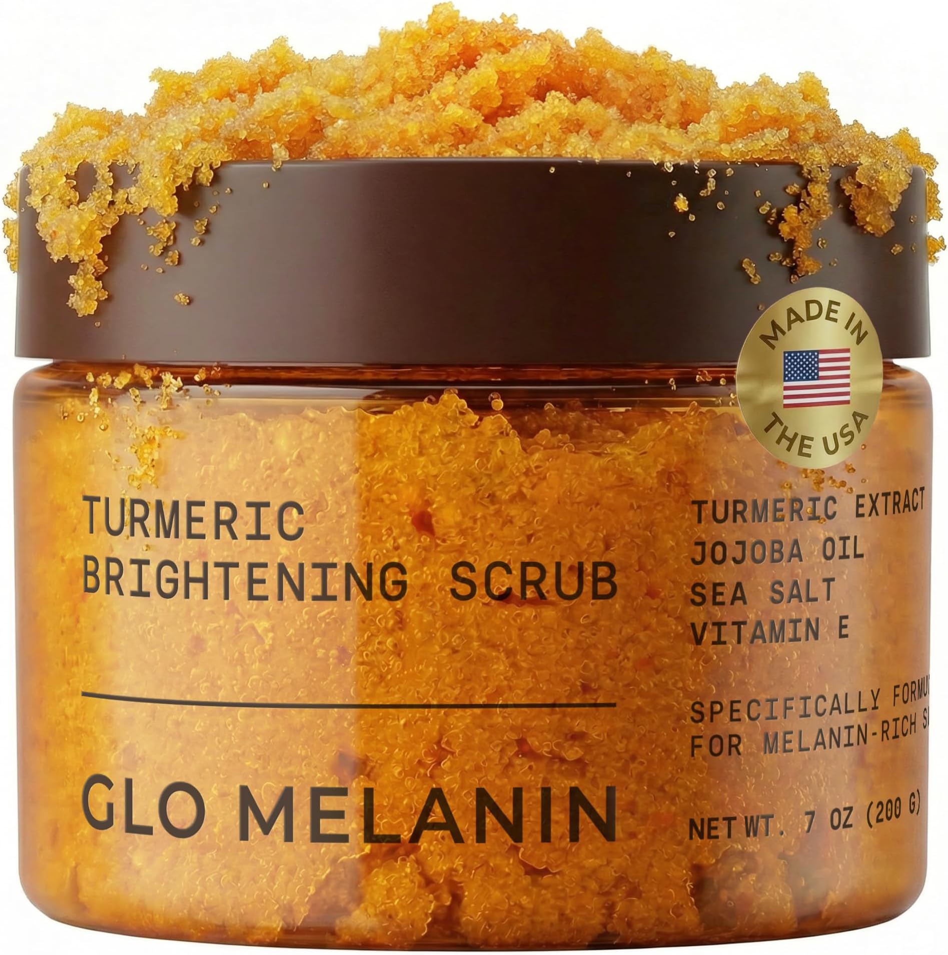 GLO Melanin Turmeric Scrub for Dark Spots, Brightening Inner Thighs Bikini Area Underarms, Natural Exfoliating Face
