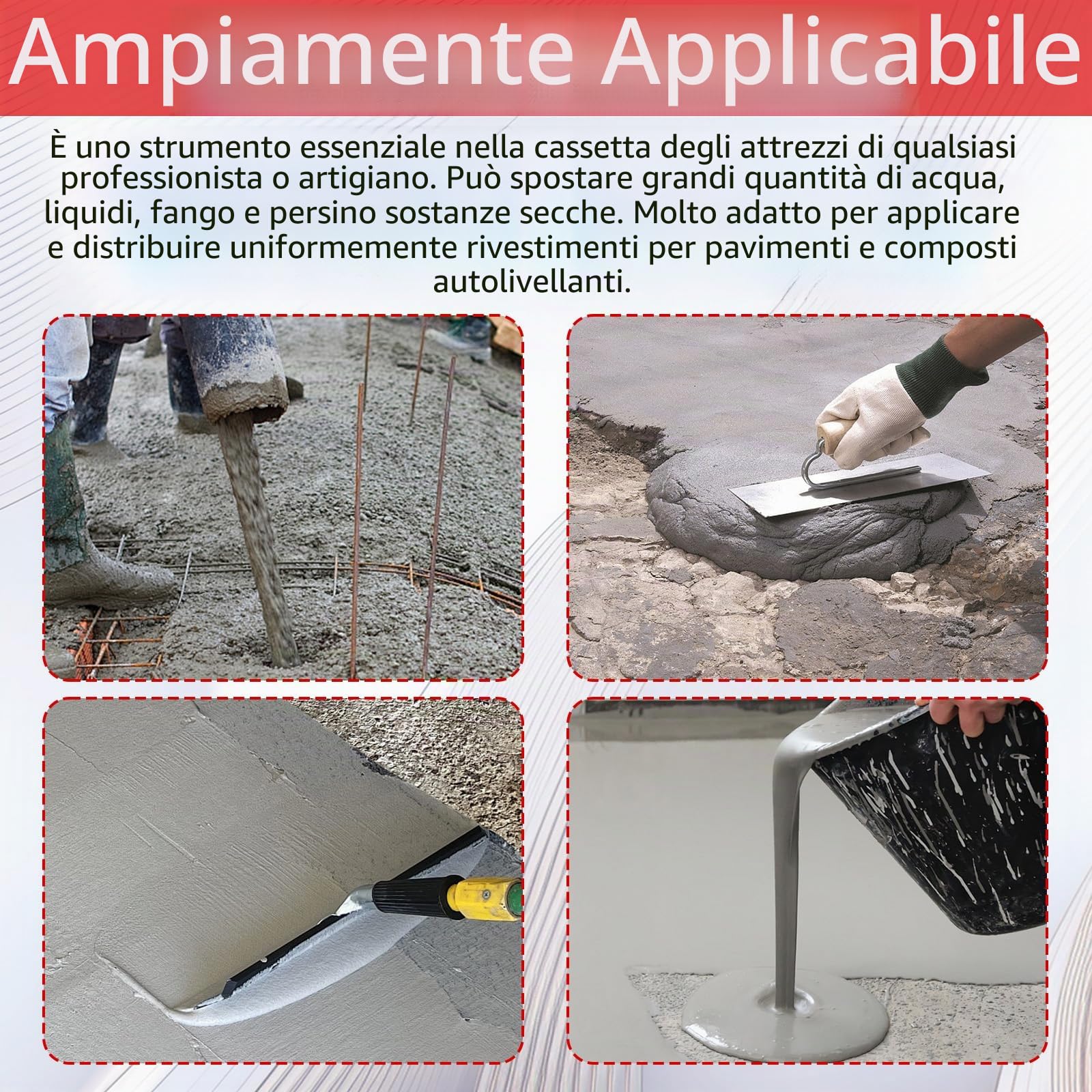 Kit di Strumenti Autolivellante per Pavimenti, Spatola di Compensazione Professionale Spatola Dentata per Cemento 560 MM Utensile per livellamento Pavimenti con Asta Telescopica 200 cm