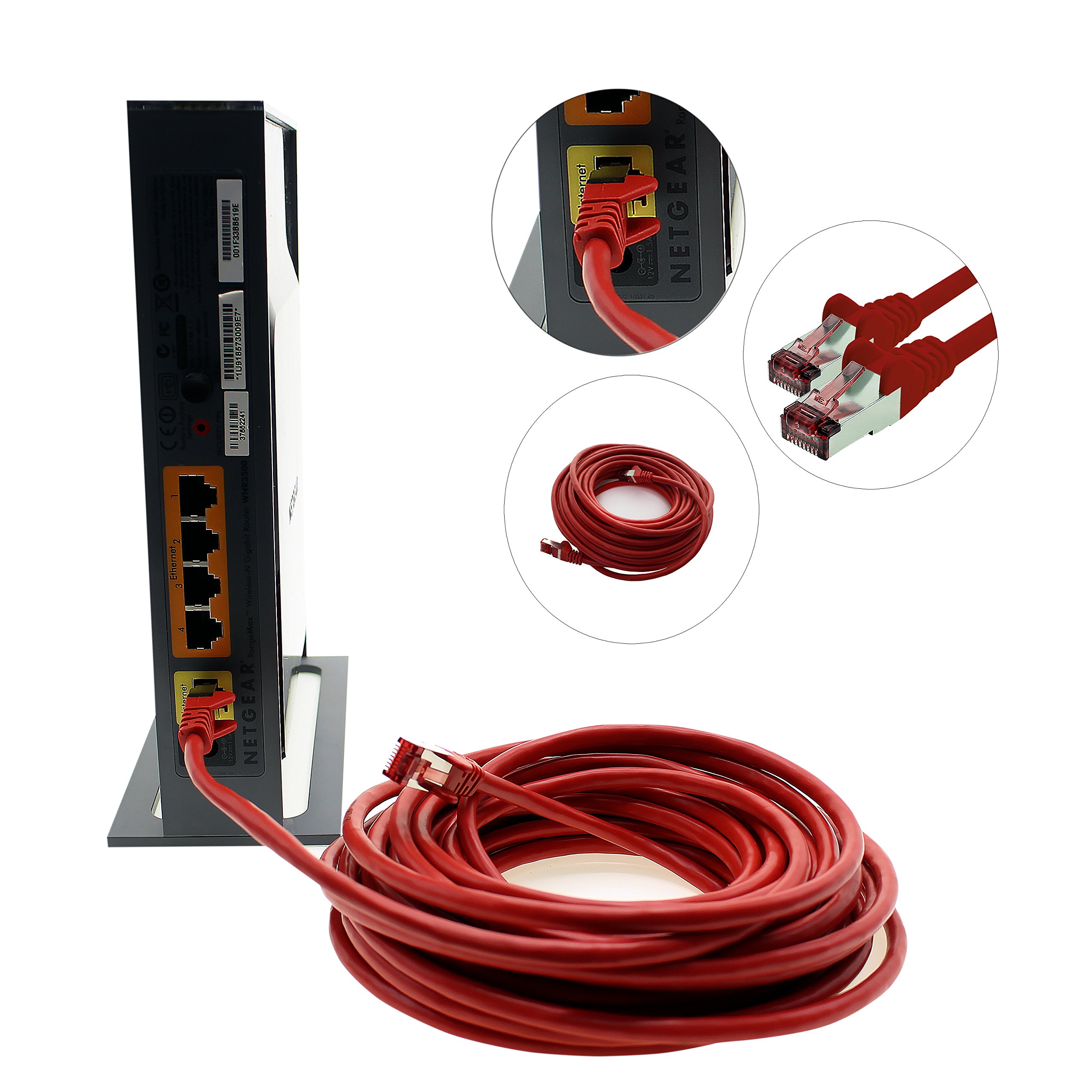Cable de red Cat.6 10m rojo - 10 x Cable Ethernet Lankabel Cat6 Lan Cable de red Sftp Pimf Patch Cable 1000 Mbit s compatible con Cat5 Cat5e Cat6a Cat7 Cat8