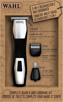Wahl Canada Complete Beard & Body Grooming Kit, 3-In-1 Rechargeable Multigroomer Trimmer, Includes 4 T-Blade Trimming Guides Ideal for Blending, Tapering and Defining Beards, Men Grooming - Model 3286