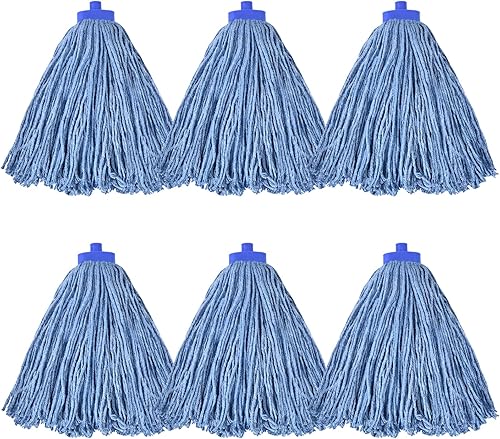 Miniatura 30 de Matthew - Cabezales de repuesto para trapeador húmedo de algodón resistente (azul, mediano, paquete de 3) para limpieza de suelos residenciales y