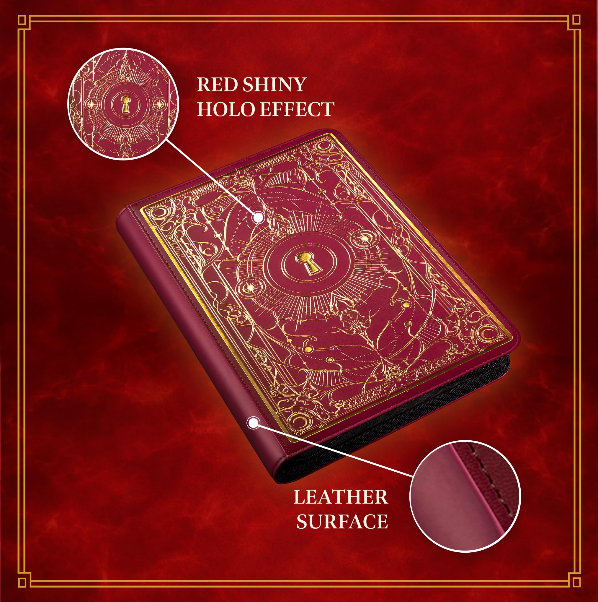SleeveChief Arcana Key Trading Card Binder | 360 pocket MTG Card Binder with Zipper, 9 Pocket Side Loading Pages for Cards with Sleeves