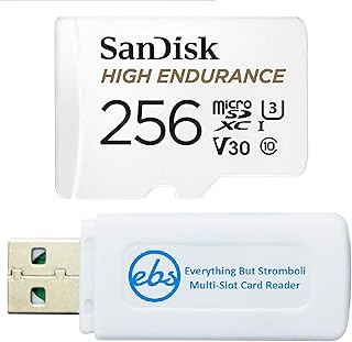 SanDisk Micro SDXC 256GB High Endurance Memory Card Works with Wyze Cam OG, Wyze Cam Pan v3 Smart Camera (SDSQQNR-256G-GN6IA) V30 C10 Bundle with 1 Everything But Stromboli MicroSD & SD Card Reader