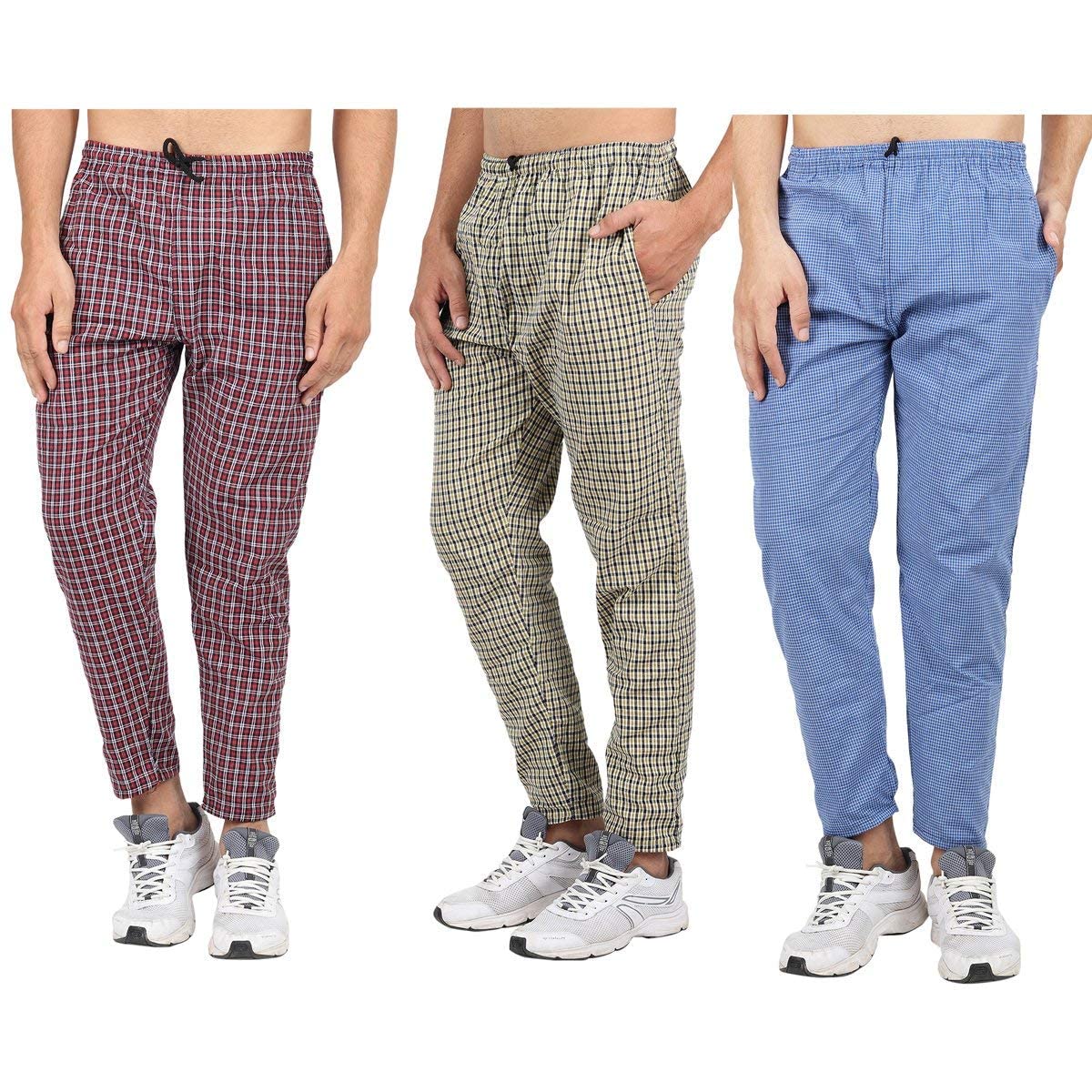 Men's Cotton Checkered Printed Pyjama, Pajamas Multicolour-picture-53