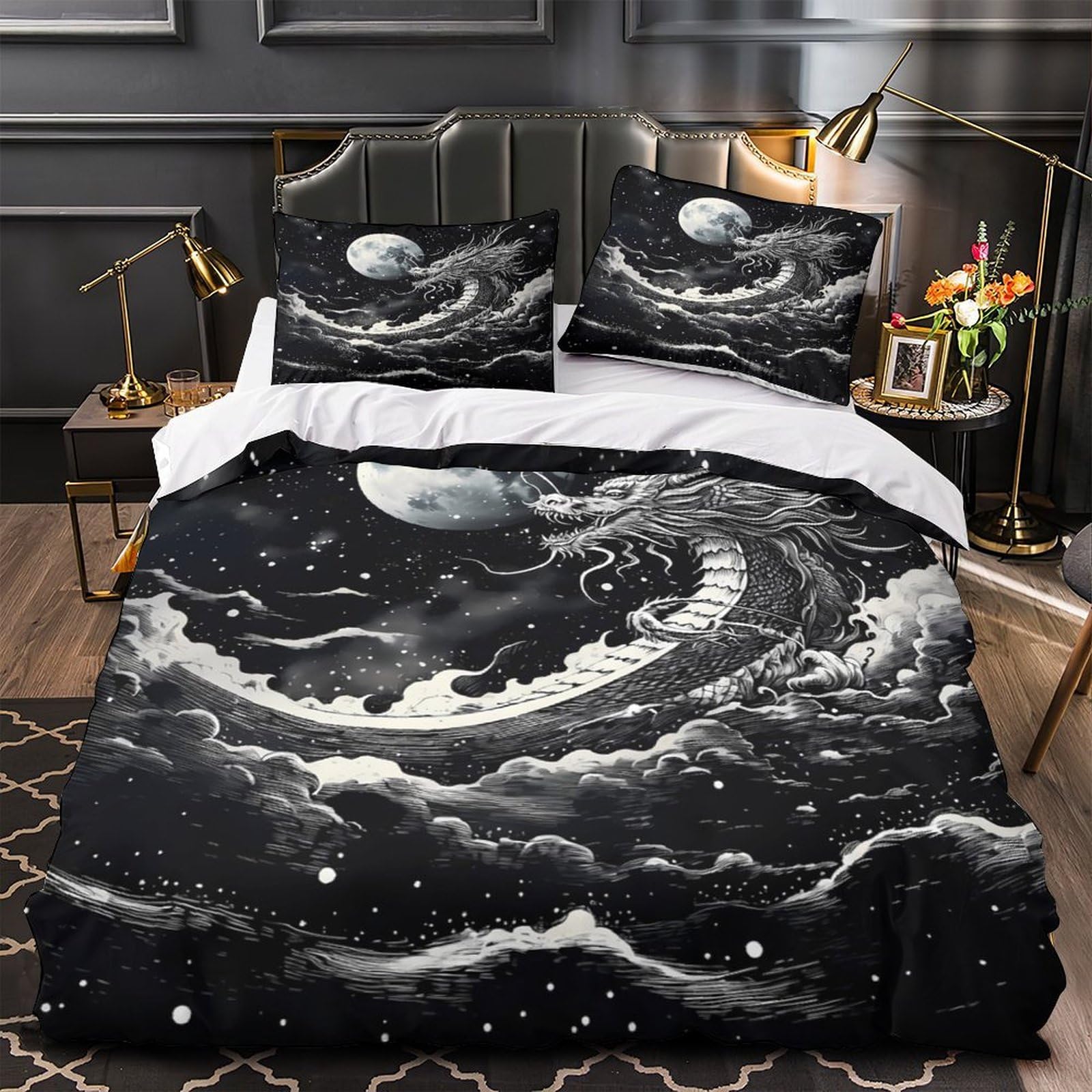 Housse de couette dragon grand confort en microfibre, idée cadeau adulte
