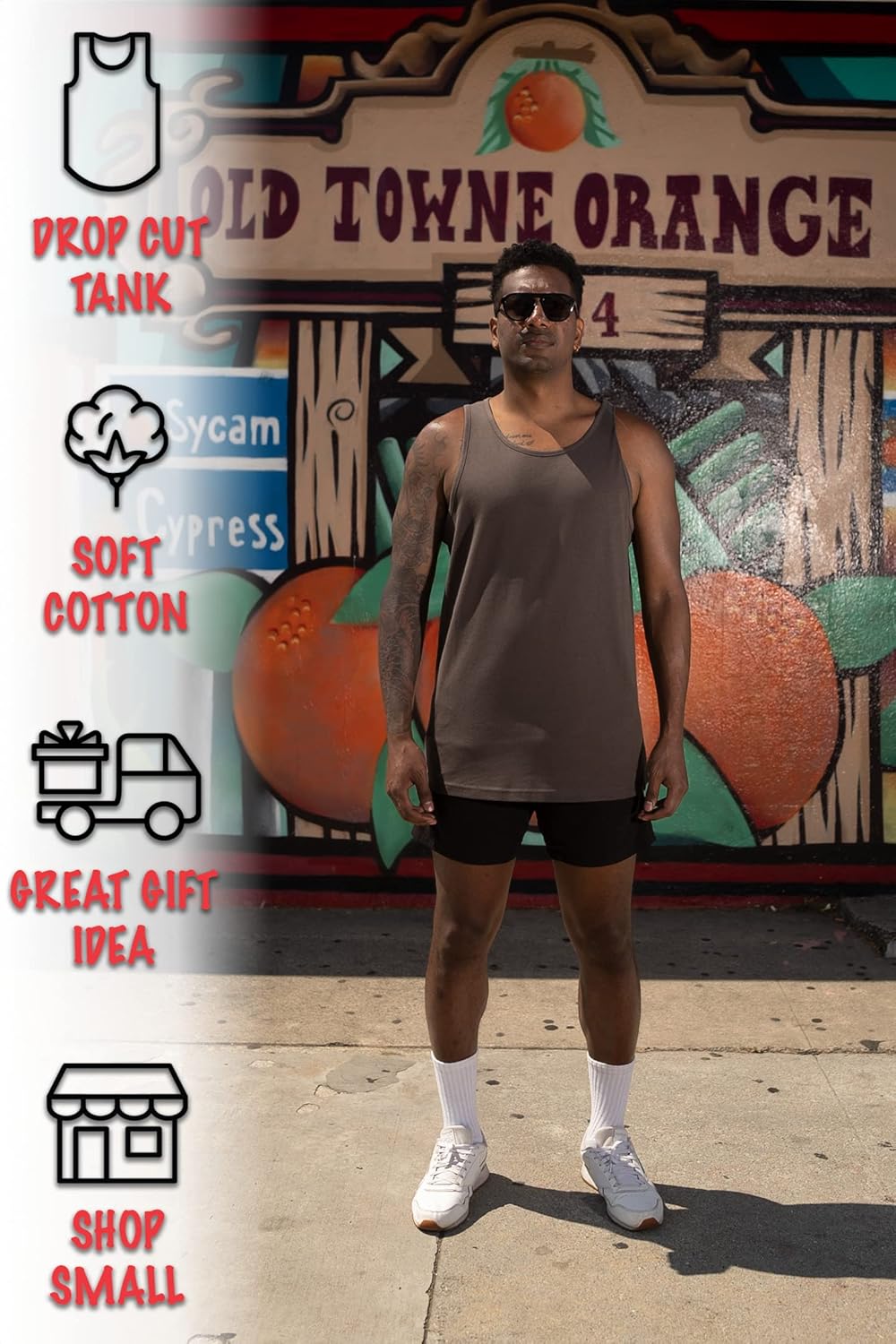 ShirtBANC Drop Cut Long Tank Tops for Men Hipster Curved Hem Tanks 3 Pack