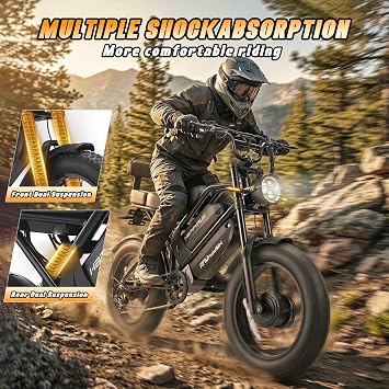 HAPPYRUN G70 Pro Dual Motor Electric Bike for Adults 5000 Peak Motor Removable Dual Battery All-Terrain 20 Fat Tire Ebike 36MPH 85+ Miles 38Ah Battery Hydraulic Disc Brake