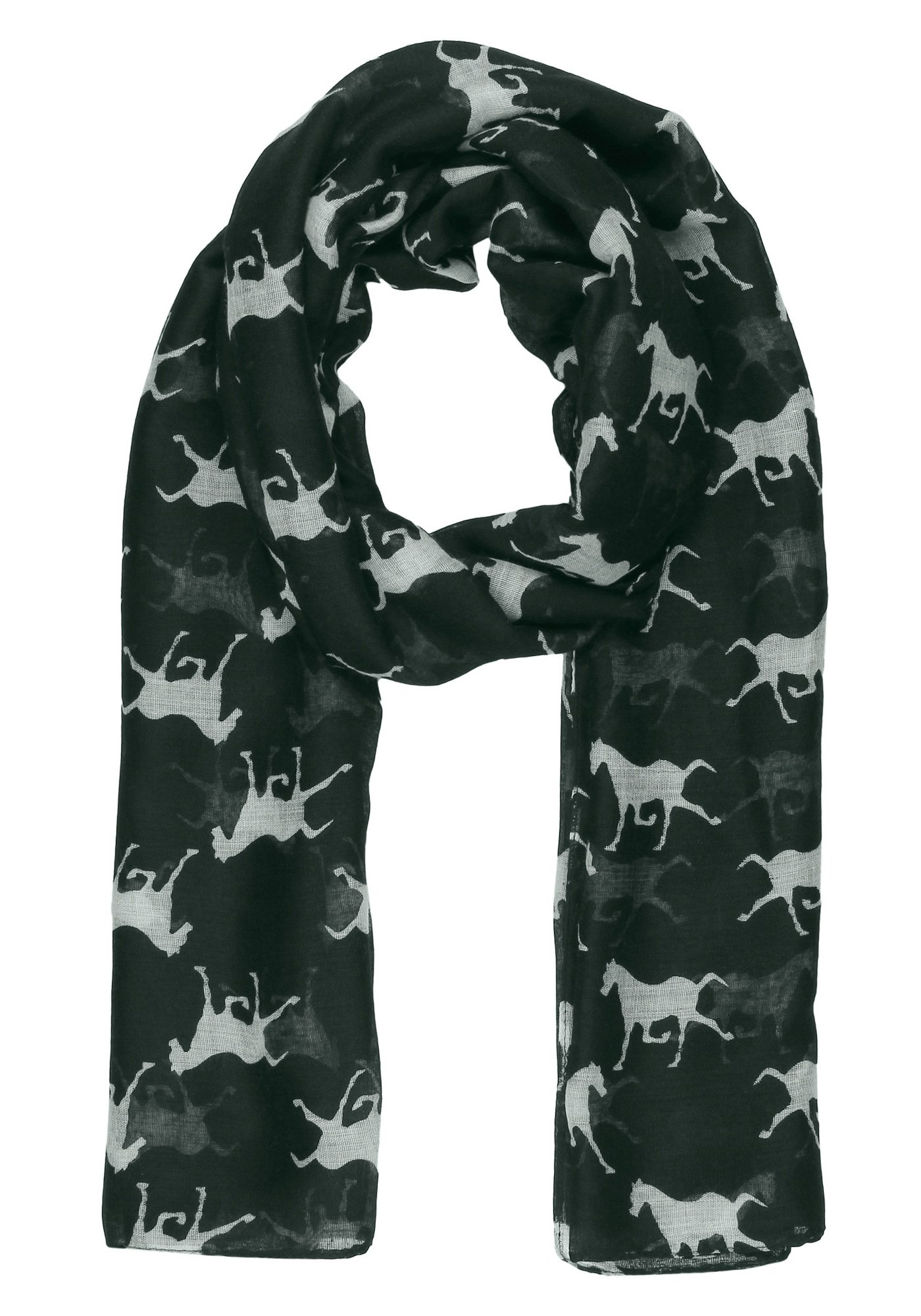 World Of Shawls Women's Grey Horses Print Design Girls Scarves Shawl Wrap Maxi Sarong (Grey)