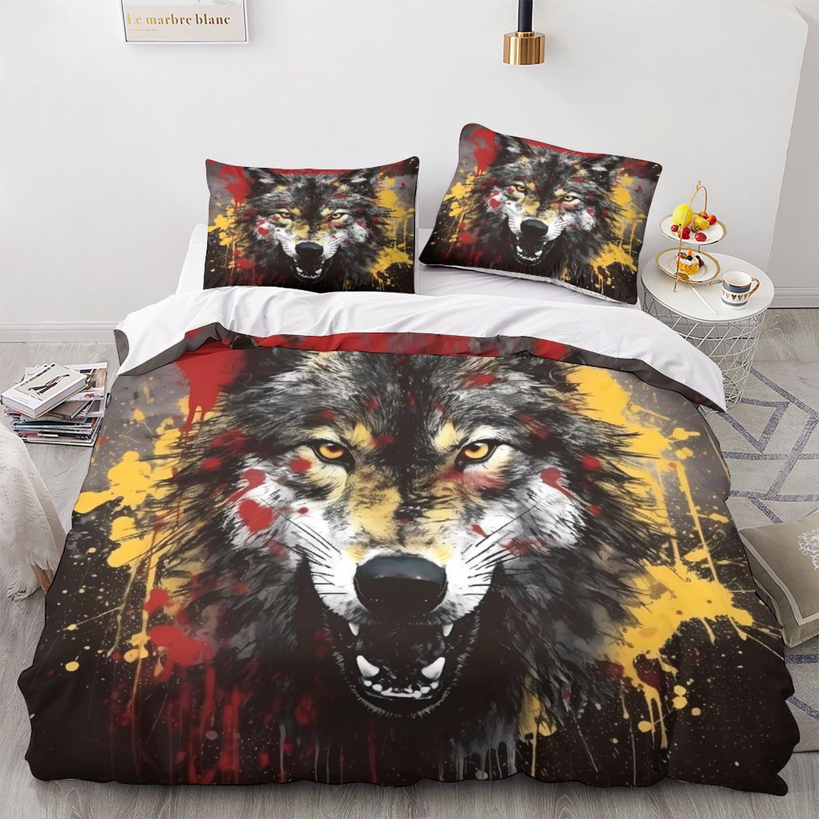 Funda nórdica de lobo para habitaciones familiares y juveniles juego de cama double 200x200