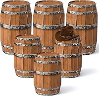 AmazingSpark 6pcs Cardboard Wine Barrel Decor - Realistic Western Cowboy Party Props, Photobooth Farmhouse Rustic Backdrops, 16x12 & 13x10 Inch