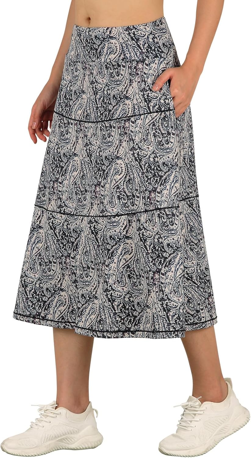 beroy Long Skorts Midi Skirts for Women with Two Pockets,Maxi Skirts
