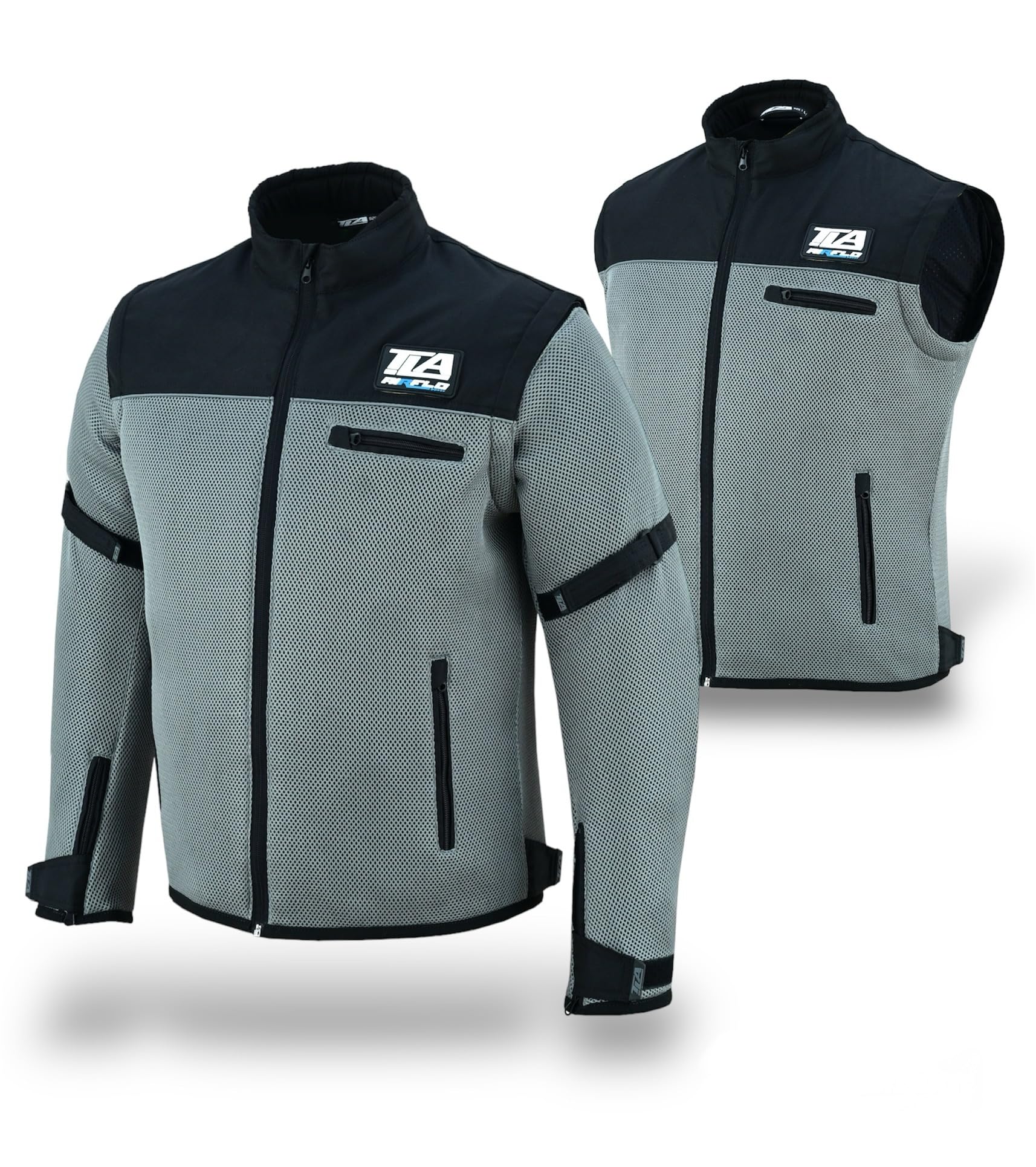 TLA AIRFLO Chaqueta moto verano con mangas desmontables | Chaqueta moto verano hombre y mujer con protecciones | Chaqueta de moto y scooter en tejido perforado y ligero | Chaleco de moto