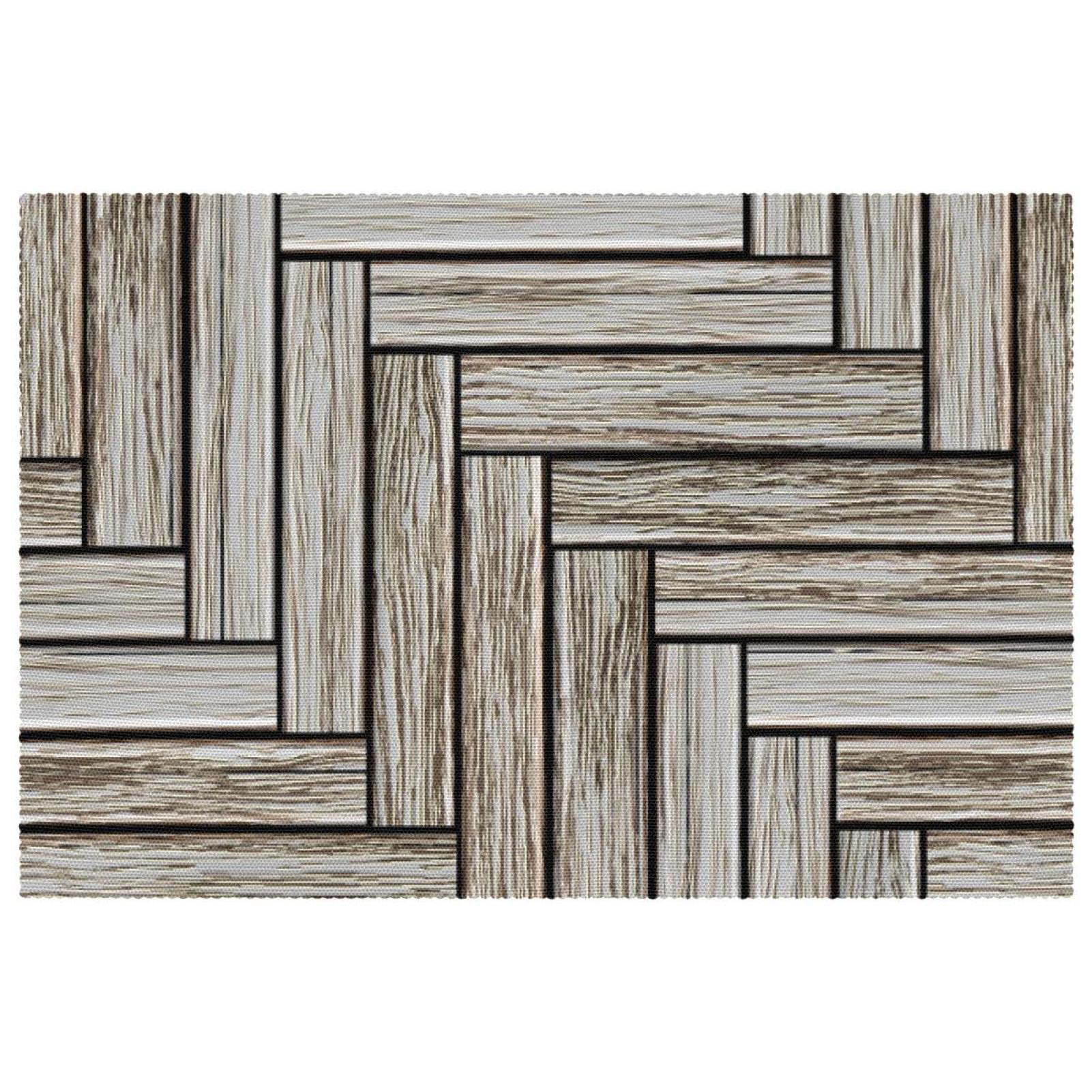 Set de table en bois imprimé gris pour embellir vos repas de famille de 6 personnes