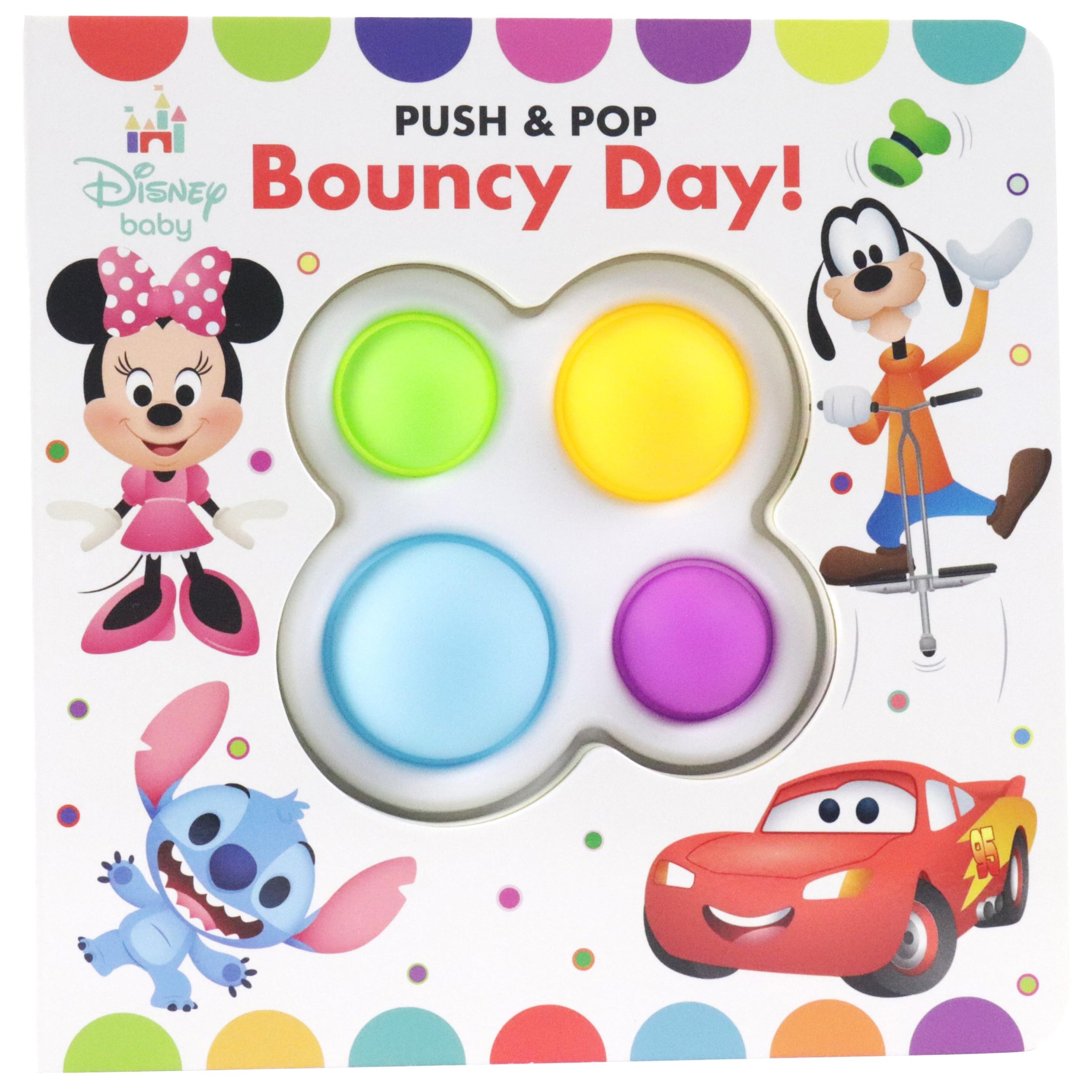 Disney Baby Mickey, Minnie Mouse, Cars, Stitch, and More! - Bouncy Day! Push & Pop - Tactile Fidget Toy Play - PI Kids