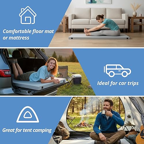 Miniatura 6 de EGOHOME Colchón de espuma viscoelástica de 2.5 pulgadas, portátil, enrollable, con parte inferior impermeable y antideslizante, tapete de camping