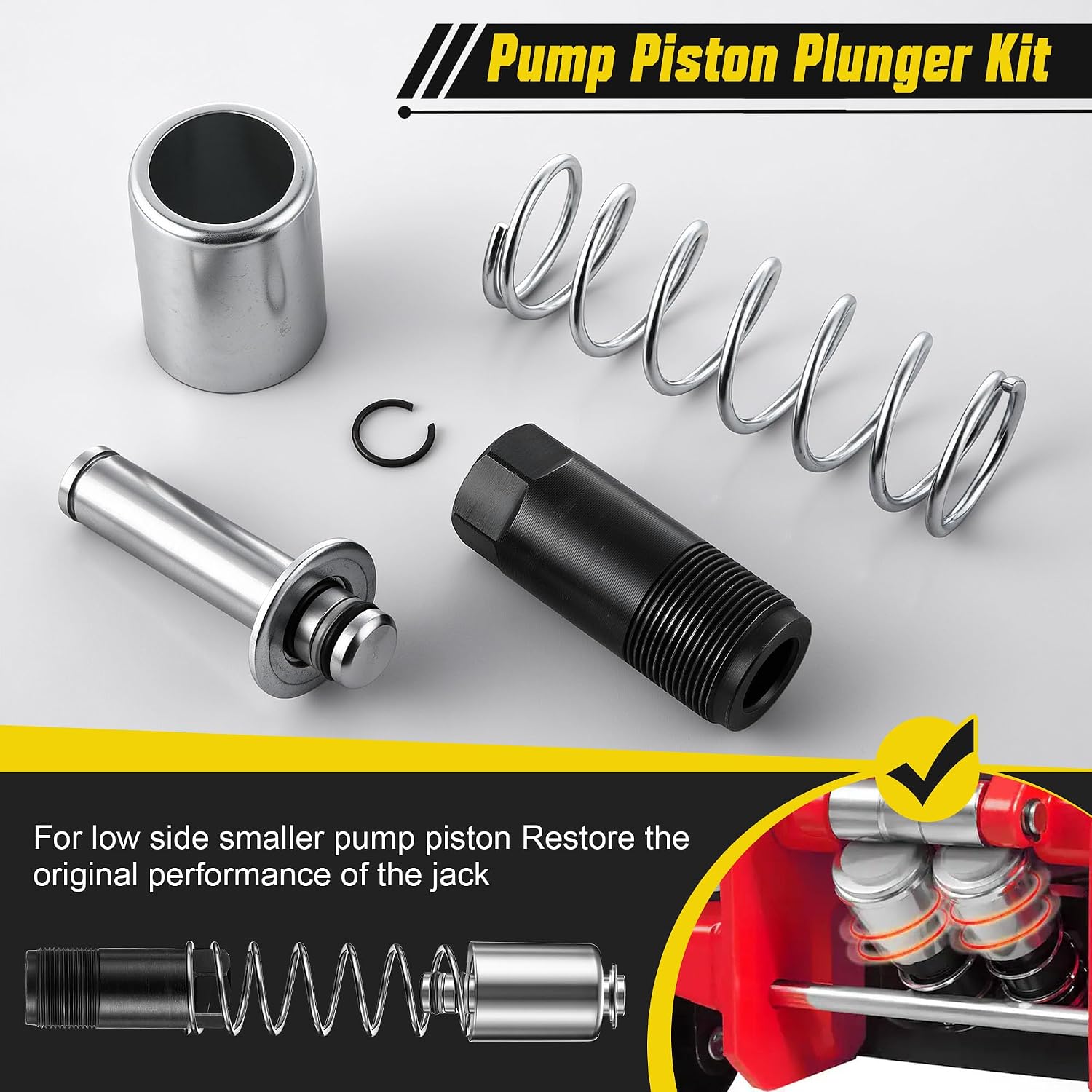 Saillong Floor Jack Replacement Part,Low Side Bigger & Smaller Pump Piston Plunger + 17Pcs Floor Jack Seal Kit for 3 Ton Dual Pump Jacks,Compatible with Harbor Freight, Hydraulic, Pittsburgh, Arcan