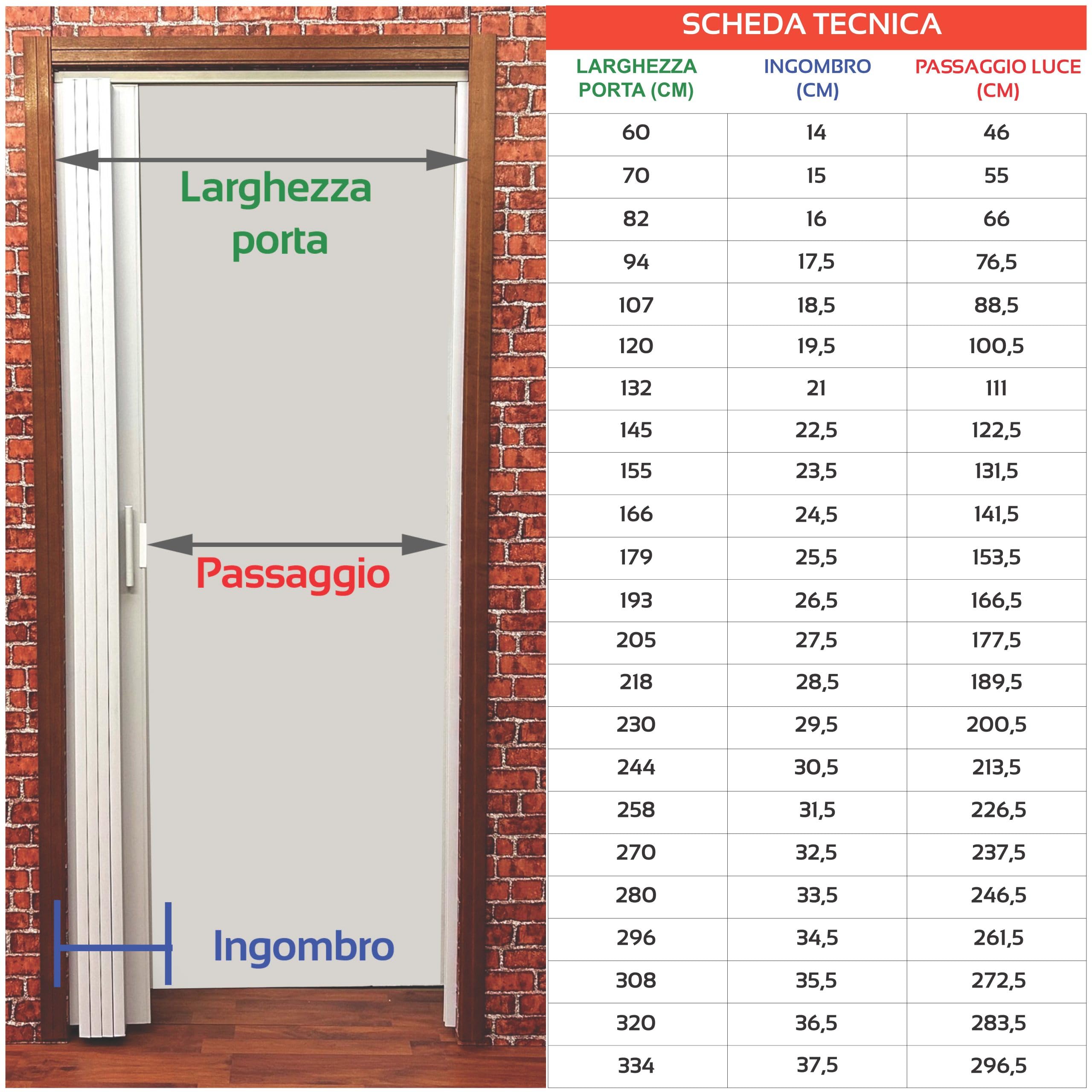 LANZISTIL Porta a Soffietto PVC su Misura| H 220/250/300cm in 10 colori - Sono inclusi: trasporto, viteria, istruzioni e Video. Separè x Interni. Misure da 60a205 x H 220/250/300cm