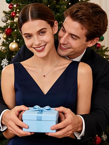 Miniatura 3 de PROSILVER Collar delicado de plata de ley 925 para mujer, hermoso collar de piedra natal de circonita cúbica disponible de enero a diciembre,