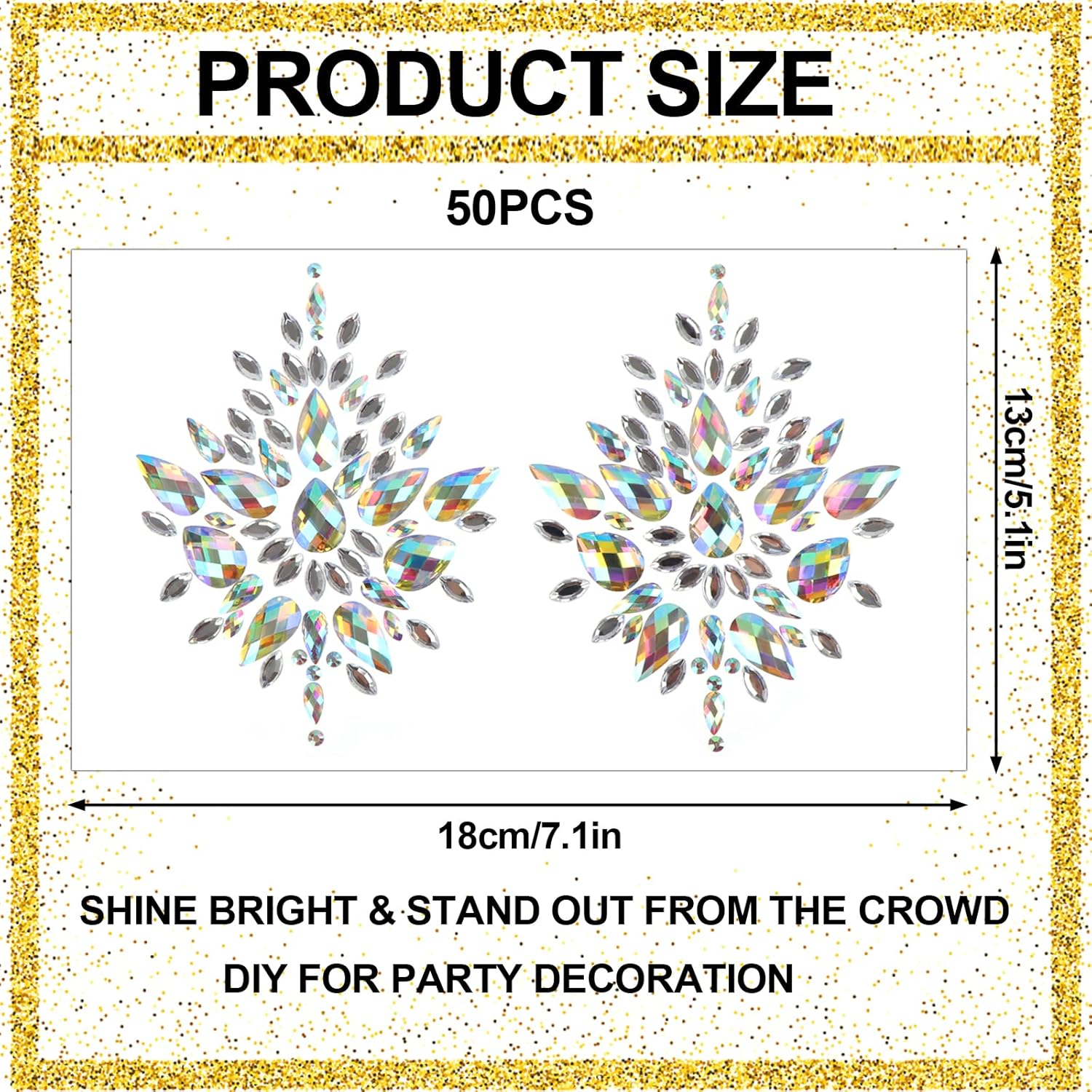 50 Sets Rhinestone Body Jewelry Stick On Crystal Costume Tattoo Nipple Crystal Gem Stones Bindi Stickers