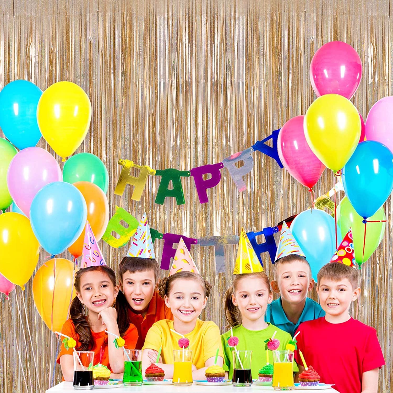 Kit Décoration,Rideau à Franges En Feuille D'aluminium à Paillettes Métalliques,décorations De