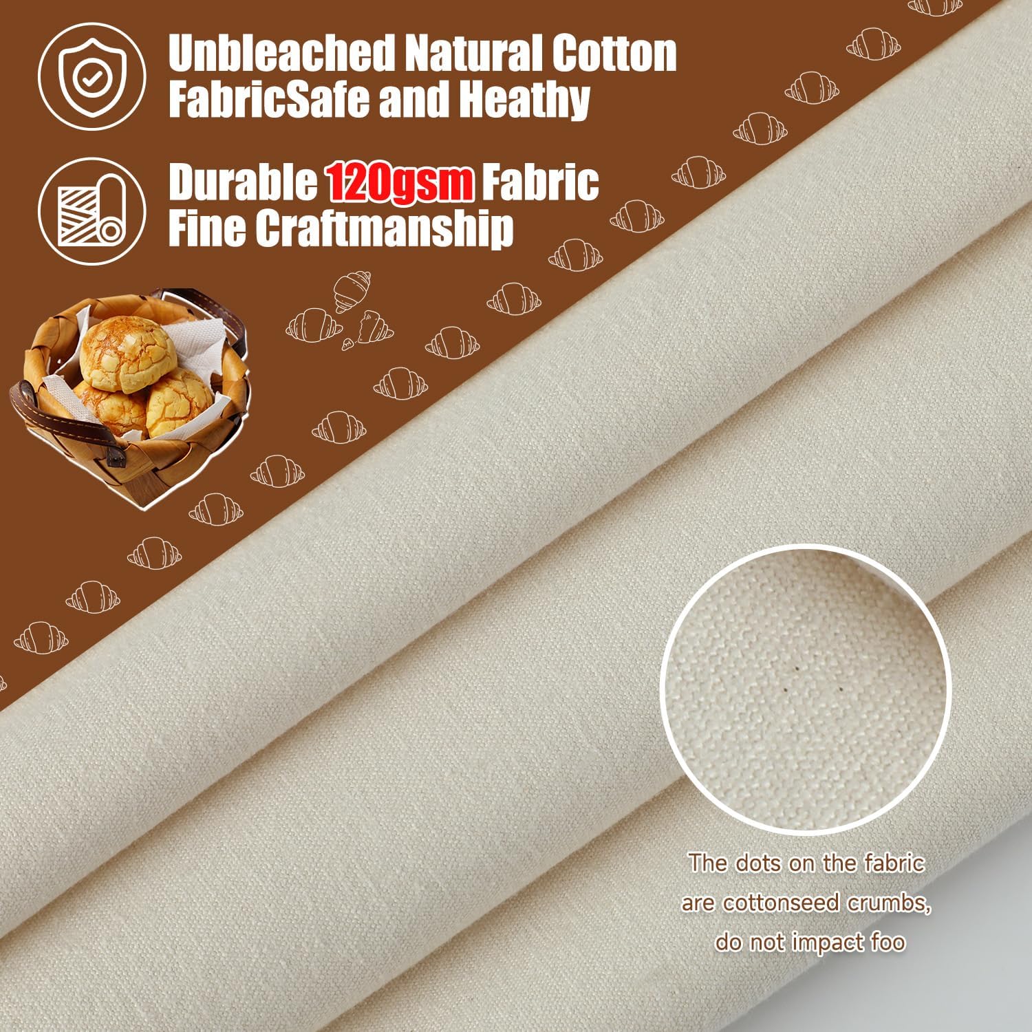 1 Pcs Thickened Bread Proofing Cloth for Baking Sourdough,28x28inch Bread Basket Flour Sack Towels for Dough, Baguettes, Loaves, Pastry, Homemade Bread - Image 3