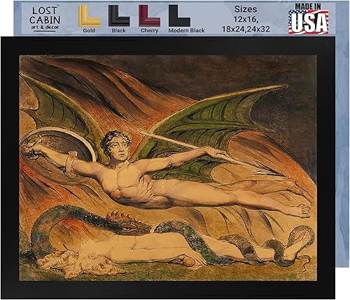 Miniatura 28 de Guillermo Blake Lost Cabin Nabucodonosor | Impresión en marco plano negro | Reproducción de pinturas de obras de arte finas | Póster decorativo