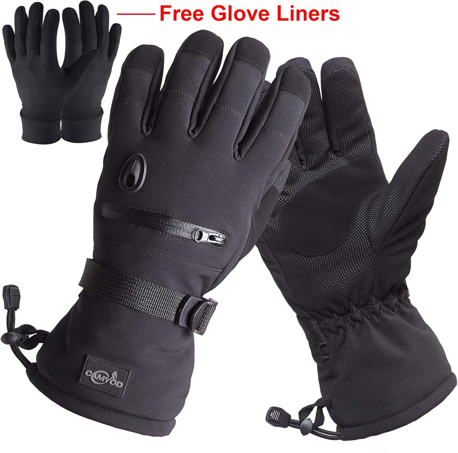 Waterproof Ski Snowboard Gloves with 3M Thinsulate, Zipper Pocket, Air Vent, Cold Weather Gloves for Men : Clothing