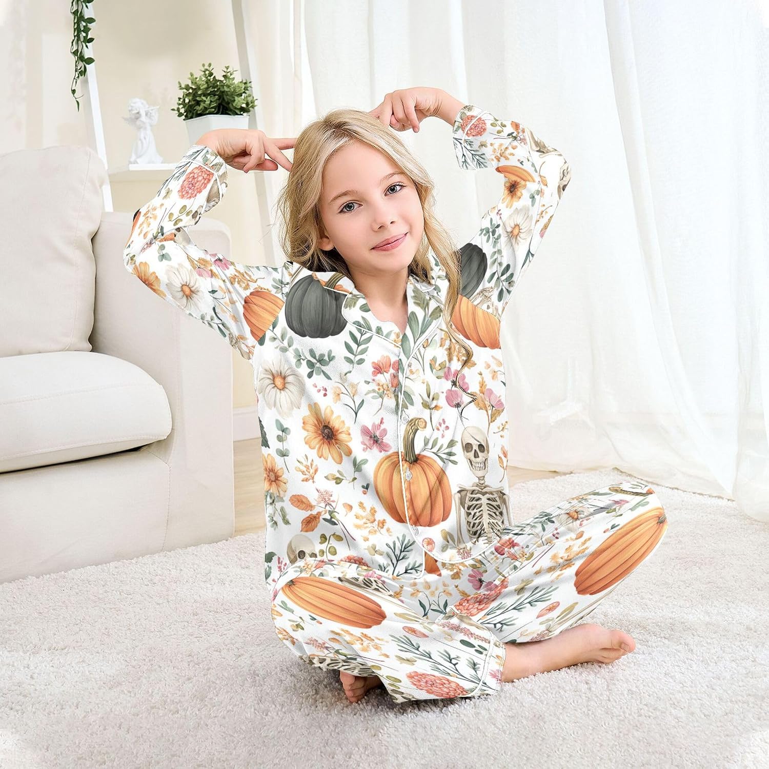 Silk Pajama Sets Long Sleeve Pajamas Soft Sleepwear 2 Piece Pjs Set