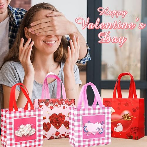 Miniatura 6 de 16 bolsas de regalo reutilizables para el día de San Valentín, bolsas de regalo con asas, bolsas de fiesta para el día de San Valentín, bolsas