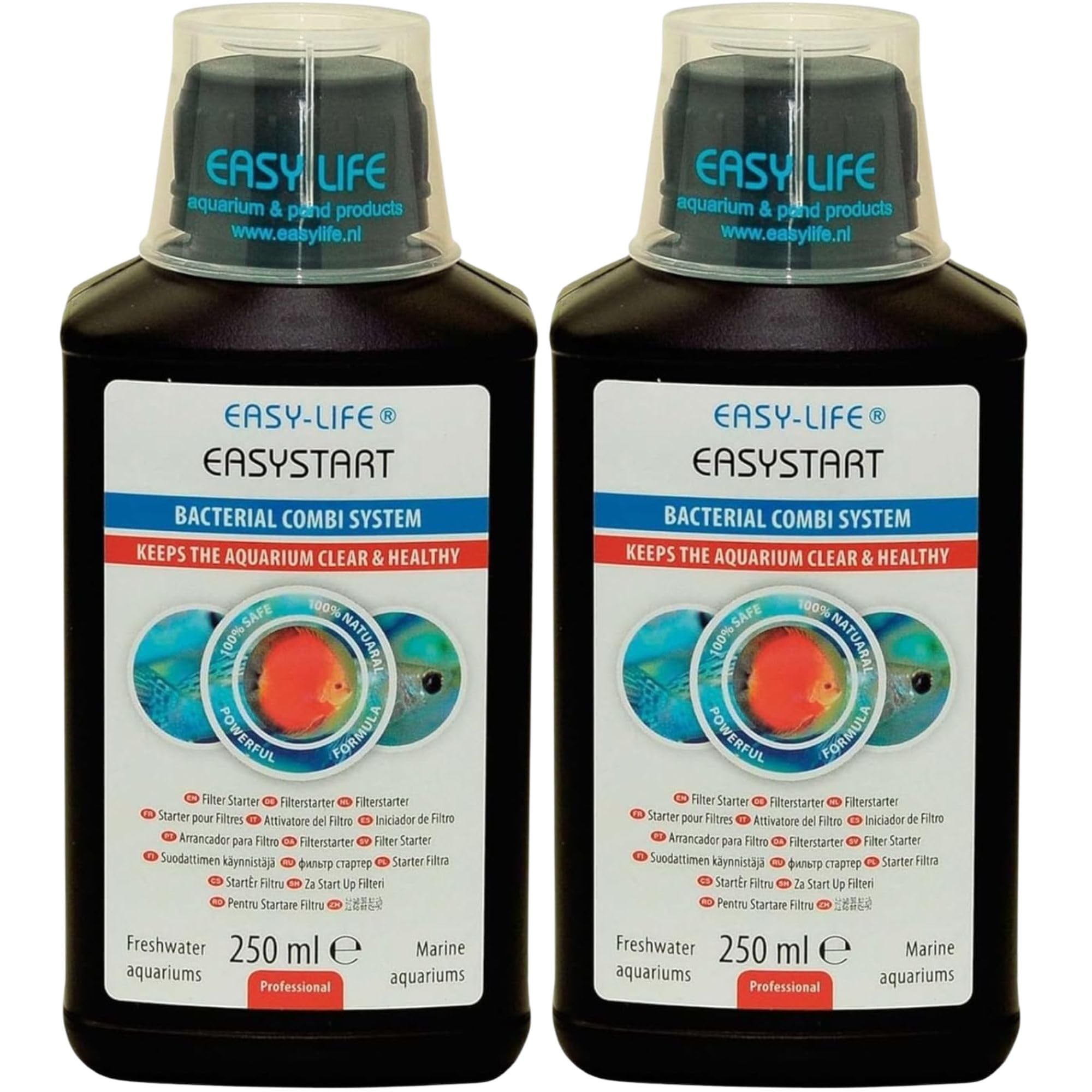 Easy Life EasyStart 2'li paket – 2 x 250 ml akvaryum filtresi için biyolojik bakteri kültürü, filtre yapısını hızlandırır, temiz suyu destekler, balıklar ve bitkiler için güvenli