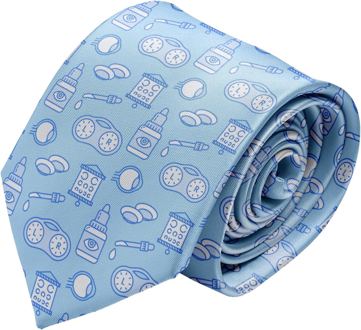 Novelty Necktie for Men (Ophthalmology Eyes Health Care Pattern) Fun Conversational Silky Tie, Neck Tie for Party, Events, Unique and Original