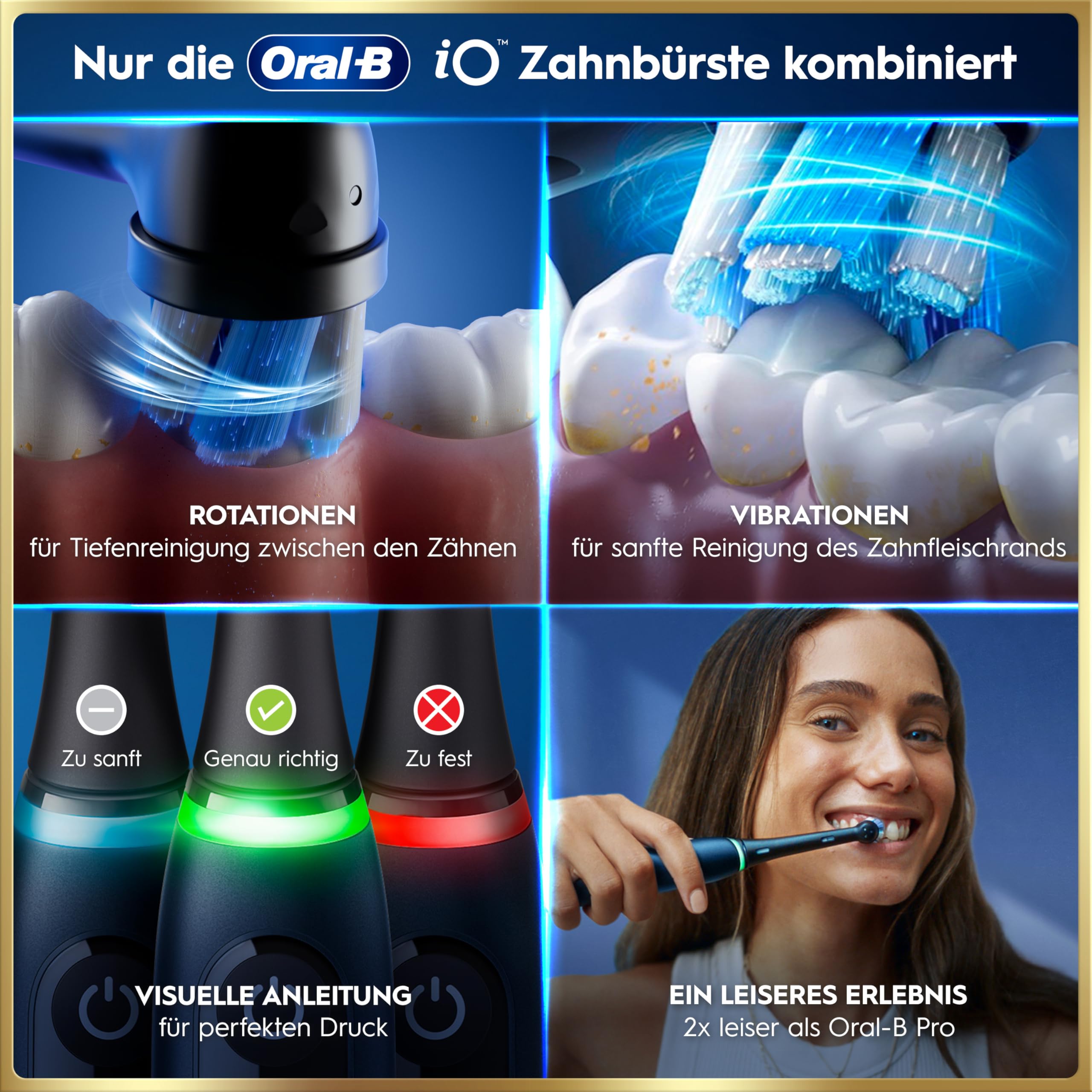 Oral-B iO Series 9 Elektrische Zahnbürste, Blau | Inkl. 3 Aufsteckbürsten, Lade-Reise-Etui, CHIP Testsieger (11/25), Electric Toothbrush mit 7 Modi für Zahnpflege