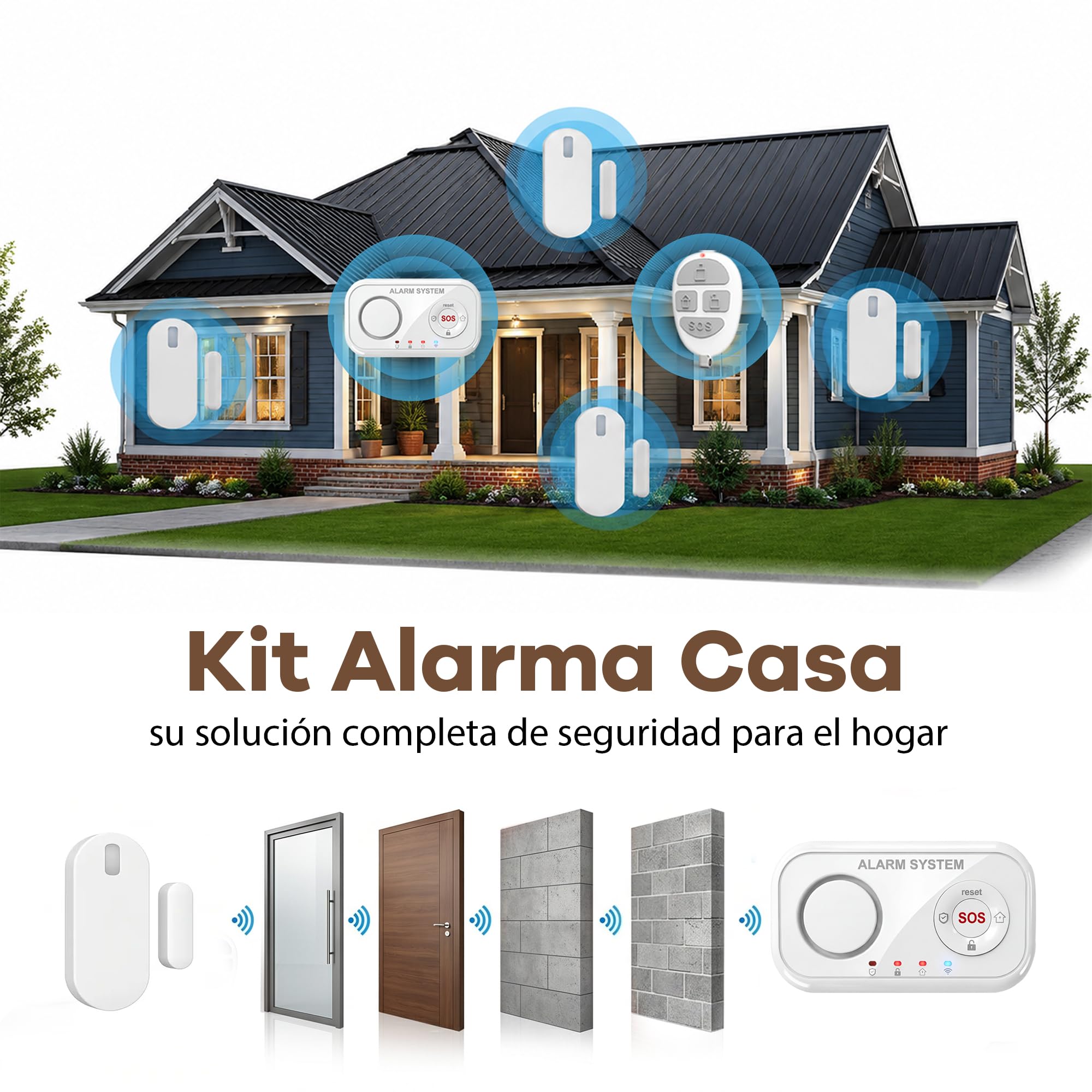 YISEELE Alarmas para casa : Alarma casa inalámbrica con Central 120dB - Botón Emergencia Ancianos y sin cuotas -Protege a tu Familia y Bienes Cuando no estés en casa– Compatible con Alexa & Google