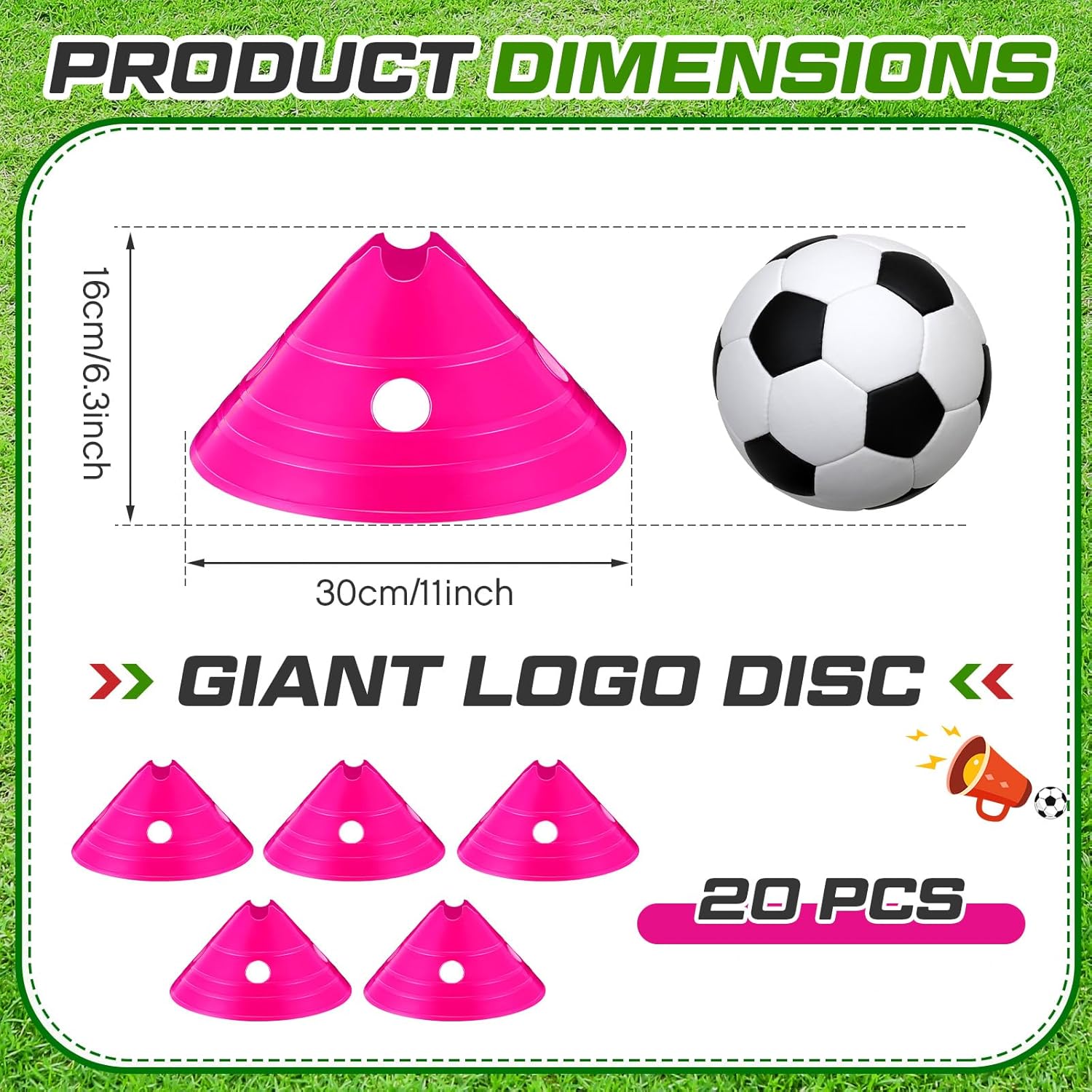 ShinyRelief Jumbo Disc Cones Jumbo Soccer Cones with Mesh Bag Giant Large Agility for Soccer Training Adult Sports