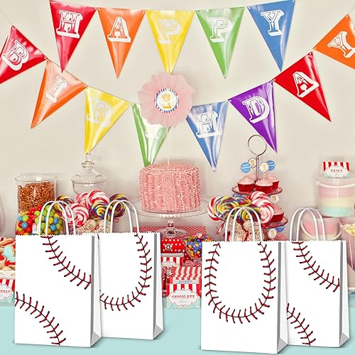 Miniatura 5 de 16 bolsas de aperitivos para niños con asas, suministros de fiesta temática de béisbol para fiestas de cumpleaños
