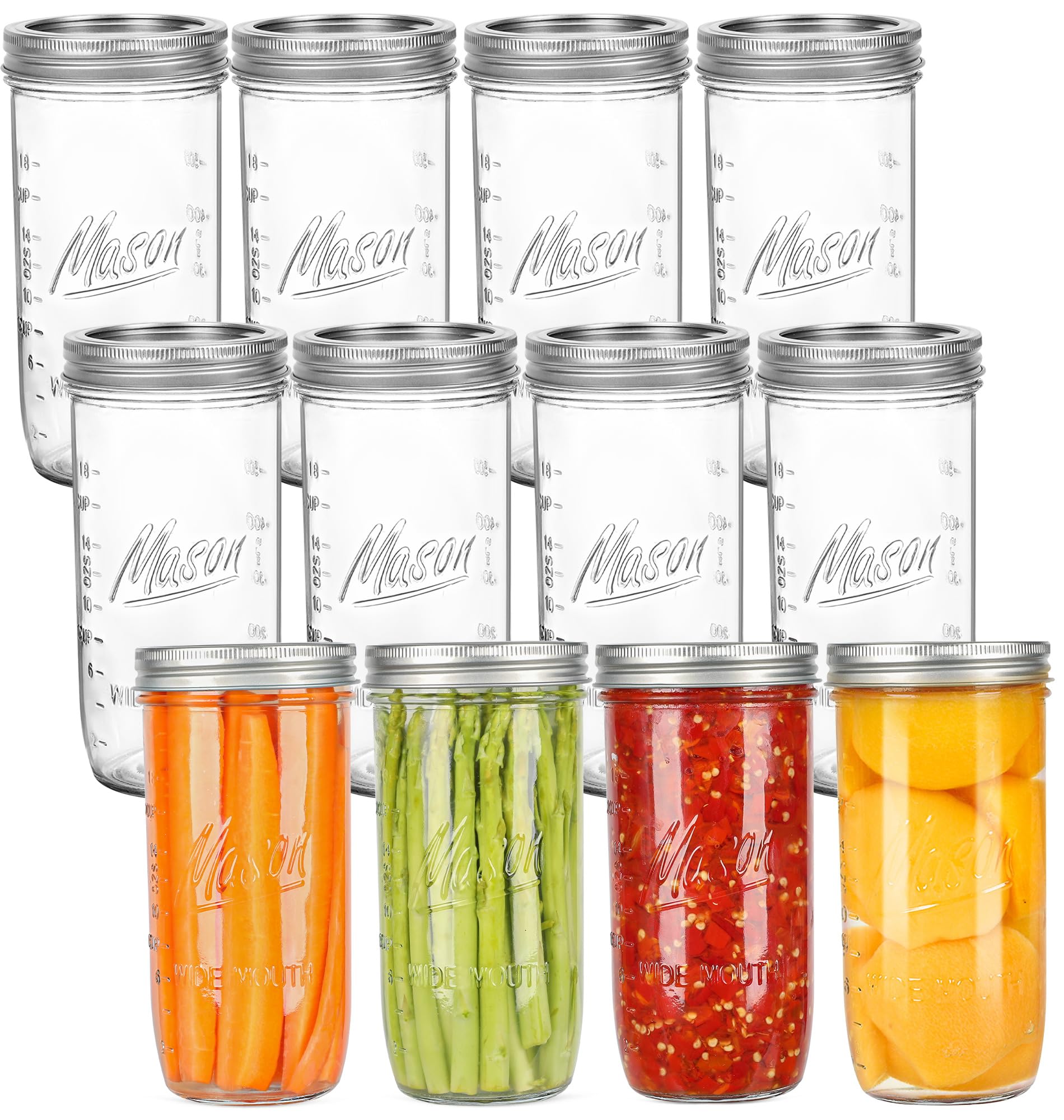 Harfuyee 24 oz Wide Mouth Mason Jars