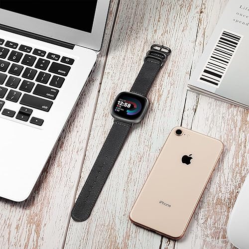 Miniatura 4 de Fintie Correa compatible con Fitbit Versa 3  Fitbit Sense, correa de repuesto deportiva de nailon tejido suave