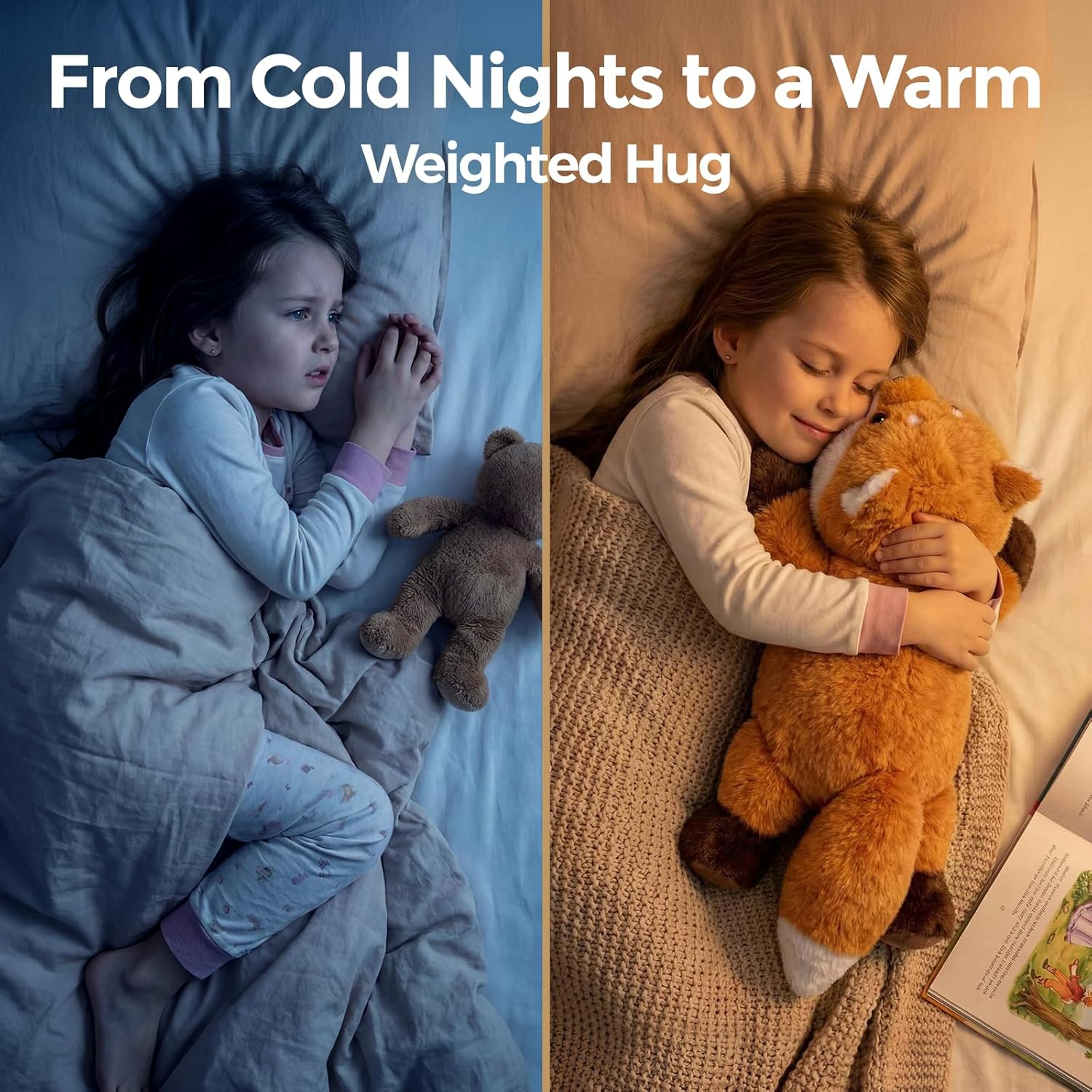 Mewaii Weighted Stuffed Animals for Adults & Kids, 2-5 lbs - 23" Heatable Coolable Fox Plush, Microwavable Adjustable Removable Inner Pad, Realistic Hug Comfort Gift (Red)