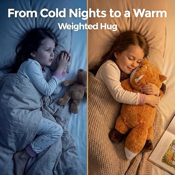 Mewaii Weighted Teddy Fox Plush, Heat & Cool, 2.3kg