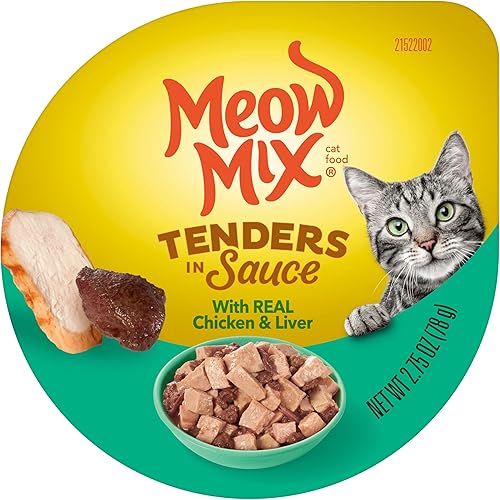 Meow Mix Tenders in Sauce Wet Cat Food, Chicken & Liver, 2.75 Ounce Cup (Pack of 12)