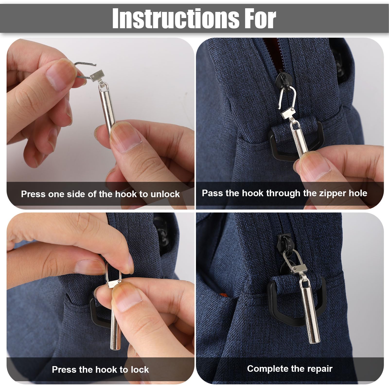 20pcs Tirette De Fermeture Éclair Remplacement, Curseur Fermeture