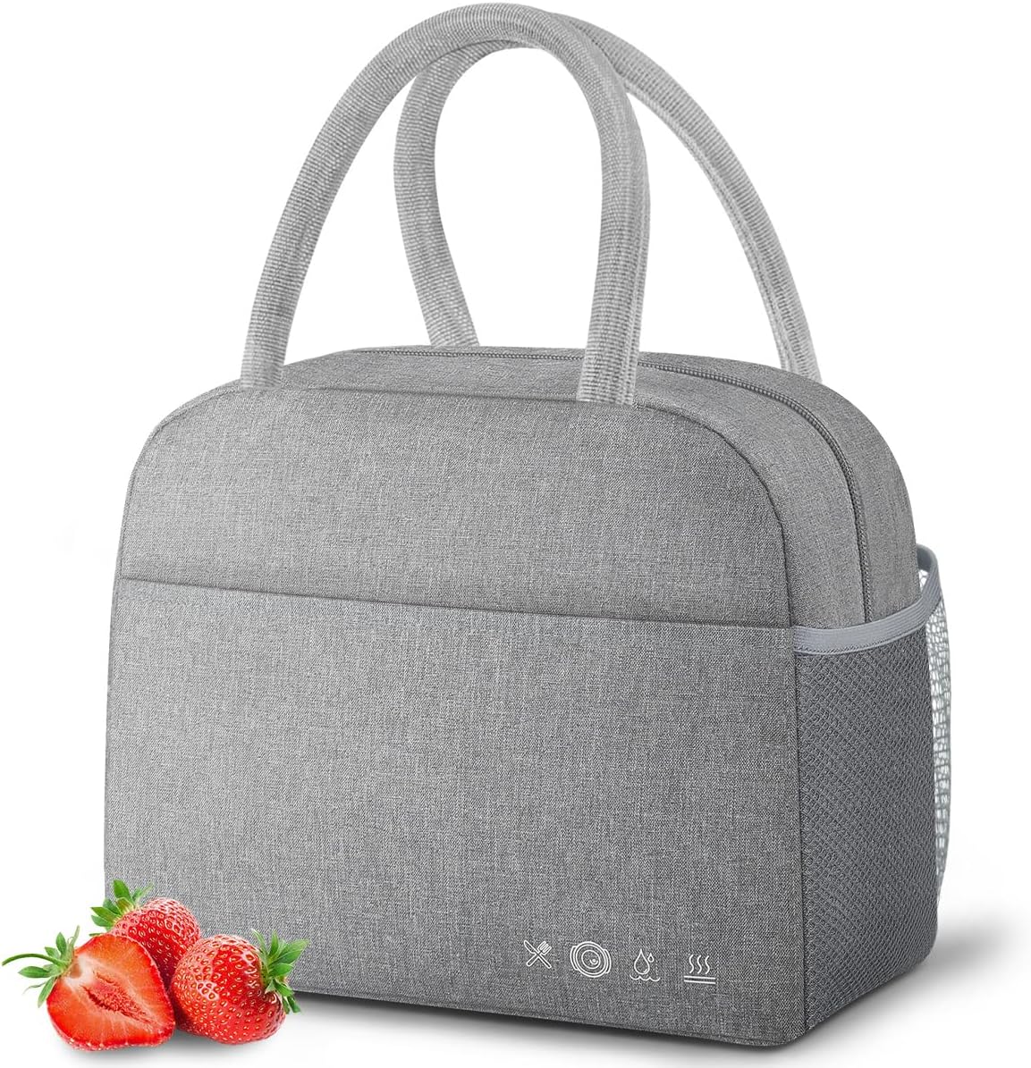 DALINDA Lunch Bag Lunch Box for Women Men, Reusable Insulated Cooler Lunch Tote Bags, Leakproof Cute LunchBox Large Capacity for Work Travel Picnic,Grey