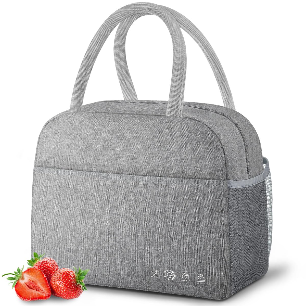 DALINDA Lunch Bag Lunch Box for Women Men Reusable Insulated Cooler Lunch Tote Bags, Leakproof Cute LunchBag Large Capacity for Work Travel Picnic,Grey