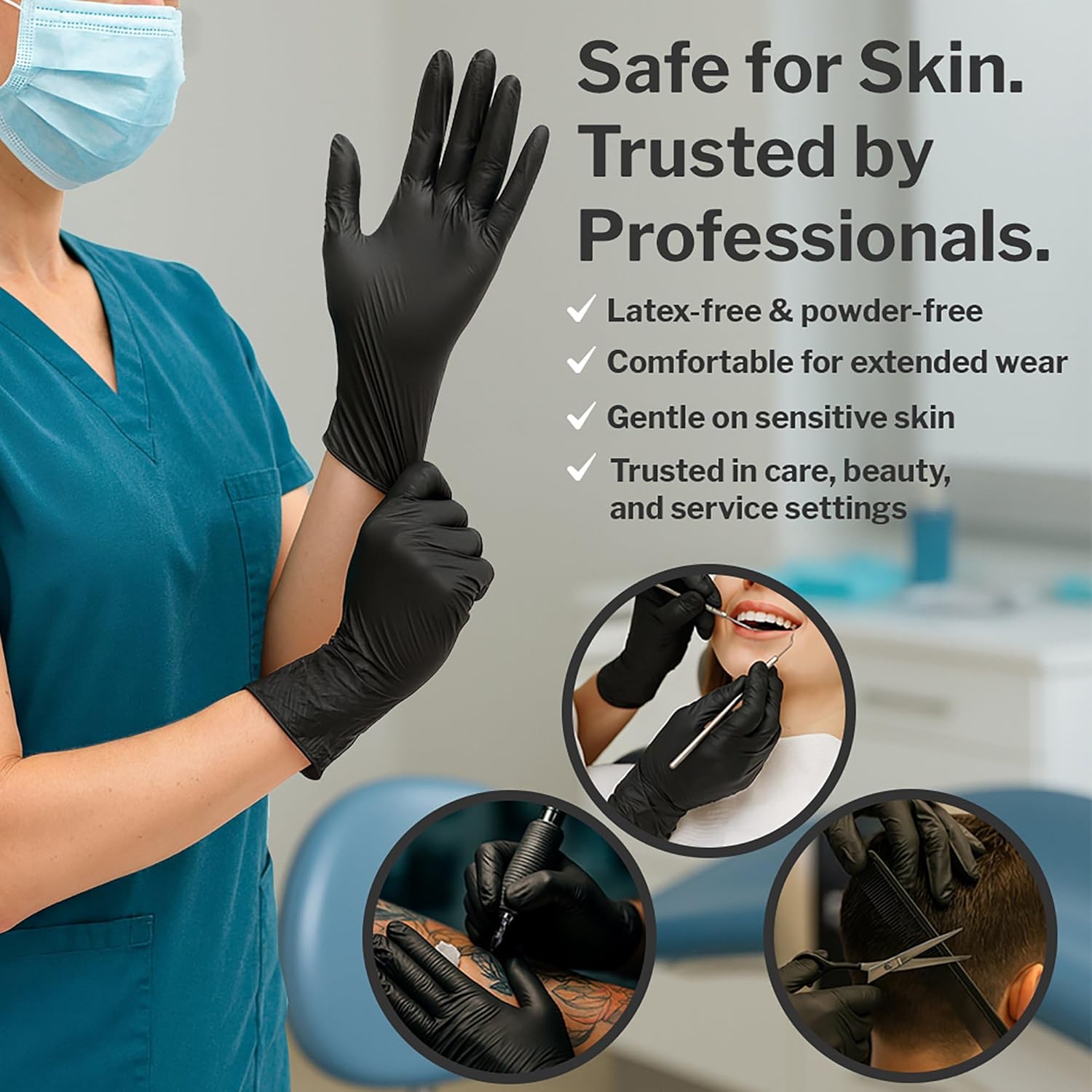 CareStock Black Nitrile Gloves Large [250 Count] – 2 mil Thin Disposable Latex-Free Exam Gloves for Medical, Cleaning, Cooking, Food Prep – Ultra-Strong with Slip-Resistant Textured Grip
