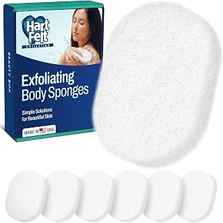 HartFelt 7 Pack Exfoliating Bath Sponges Beauty Box - Super Soft Chemical-Free Shower Scrubbers for Dead Skin Removal, Women & Men Gift Set