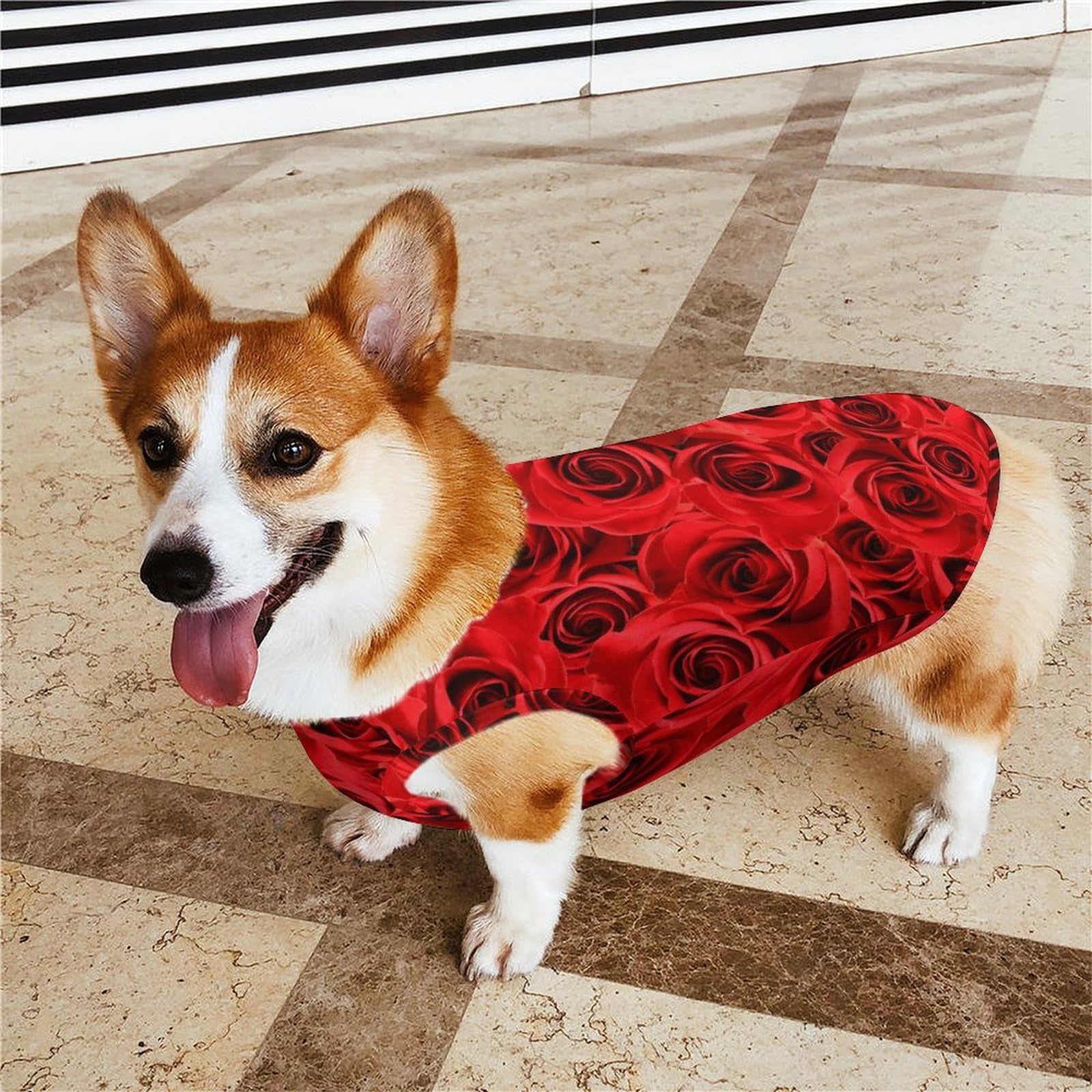 Amazon.co.jp: 赤いバラ 薔薇 花柄 ペット服 犬服 春夏秋 Tシャツ 袖