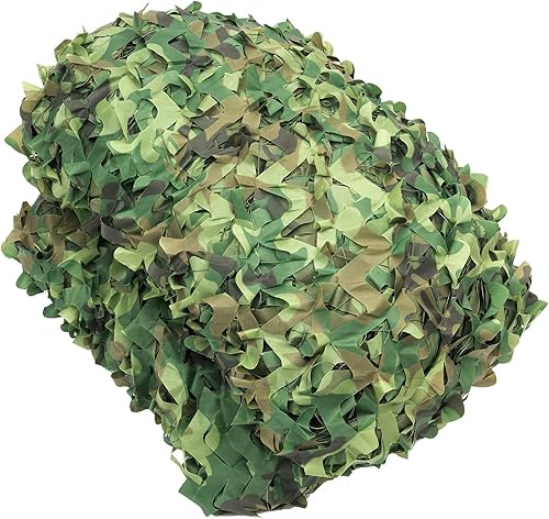 Red de camuflaje, 26 x 26 pies, diseño de camuflaje de bosque, camping, militar, caza, camuflaje para cubrir automóviles, observación de aves, stock